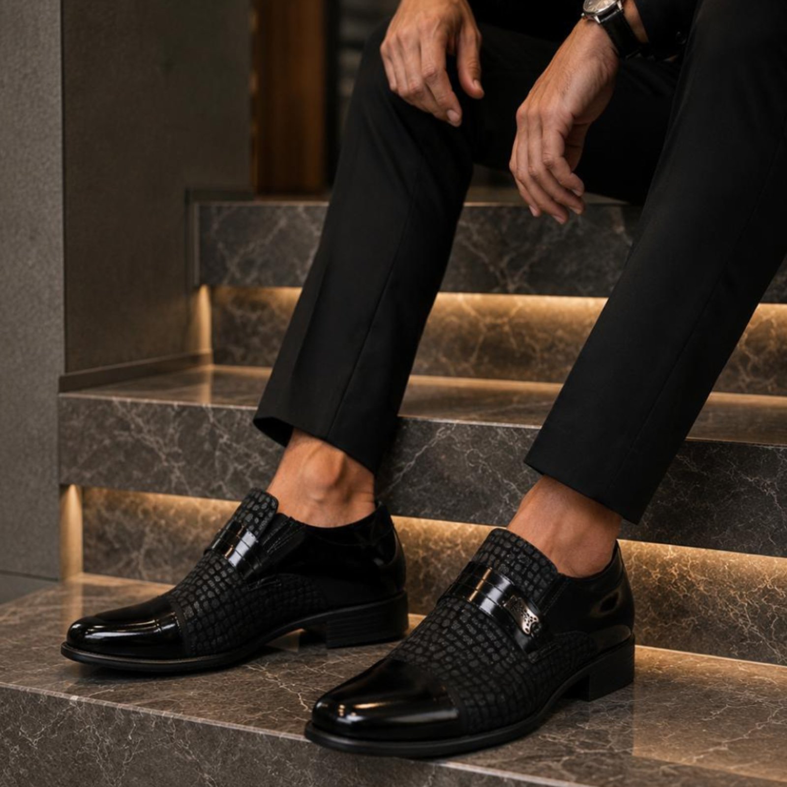 Sapato Casual Masculino Couro Envernizado Sport Moderno Preto