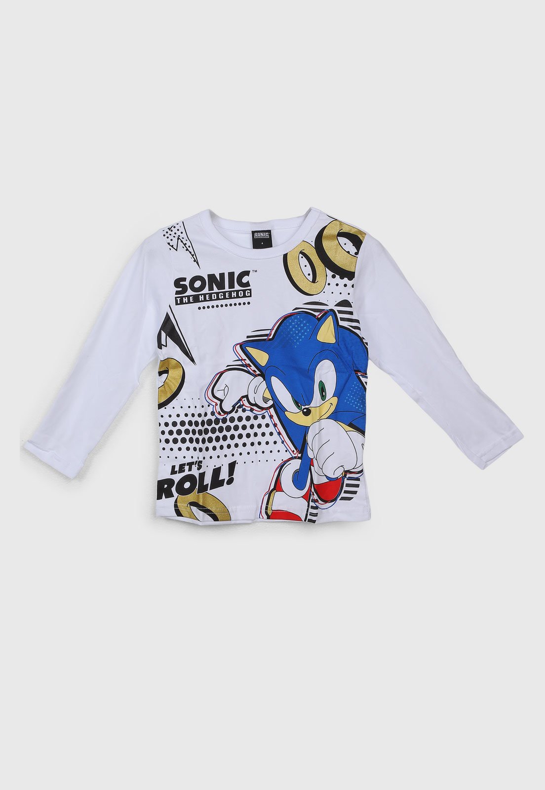 Infantil - Camiseta Brandili Estampa Sonic Branca