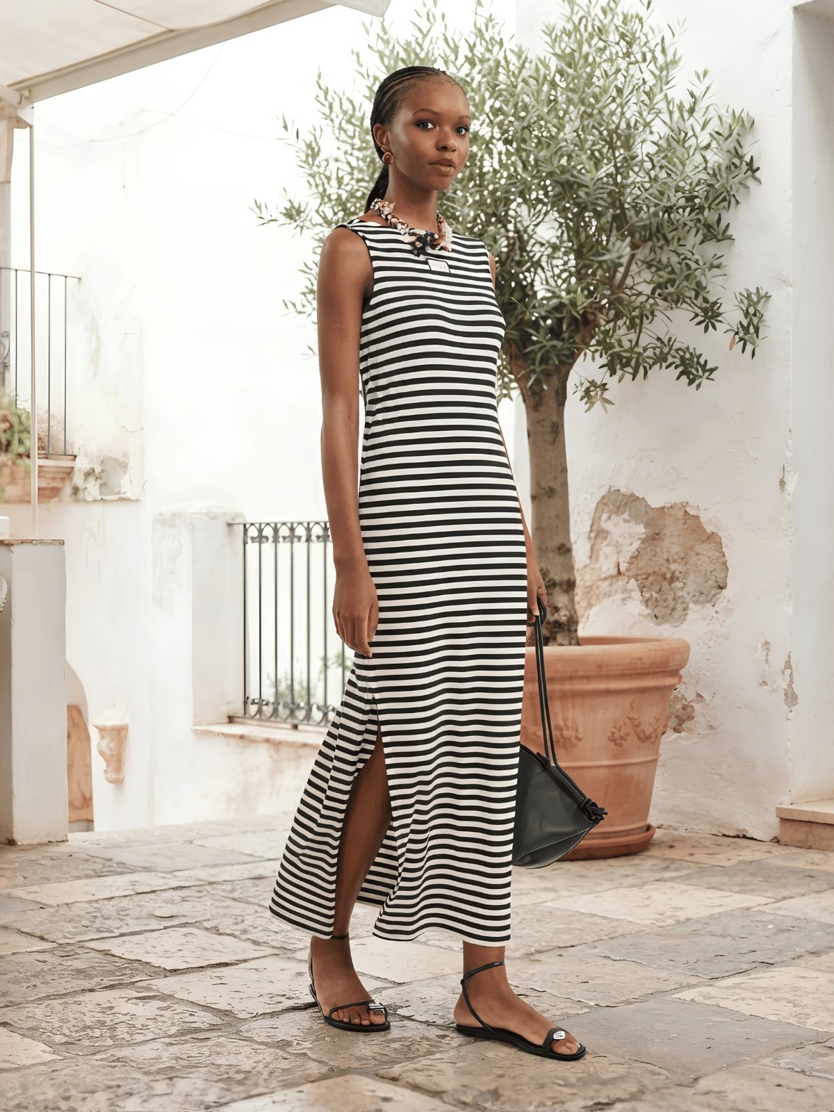 Vestido Regata Maxi Listrado Colcci