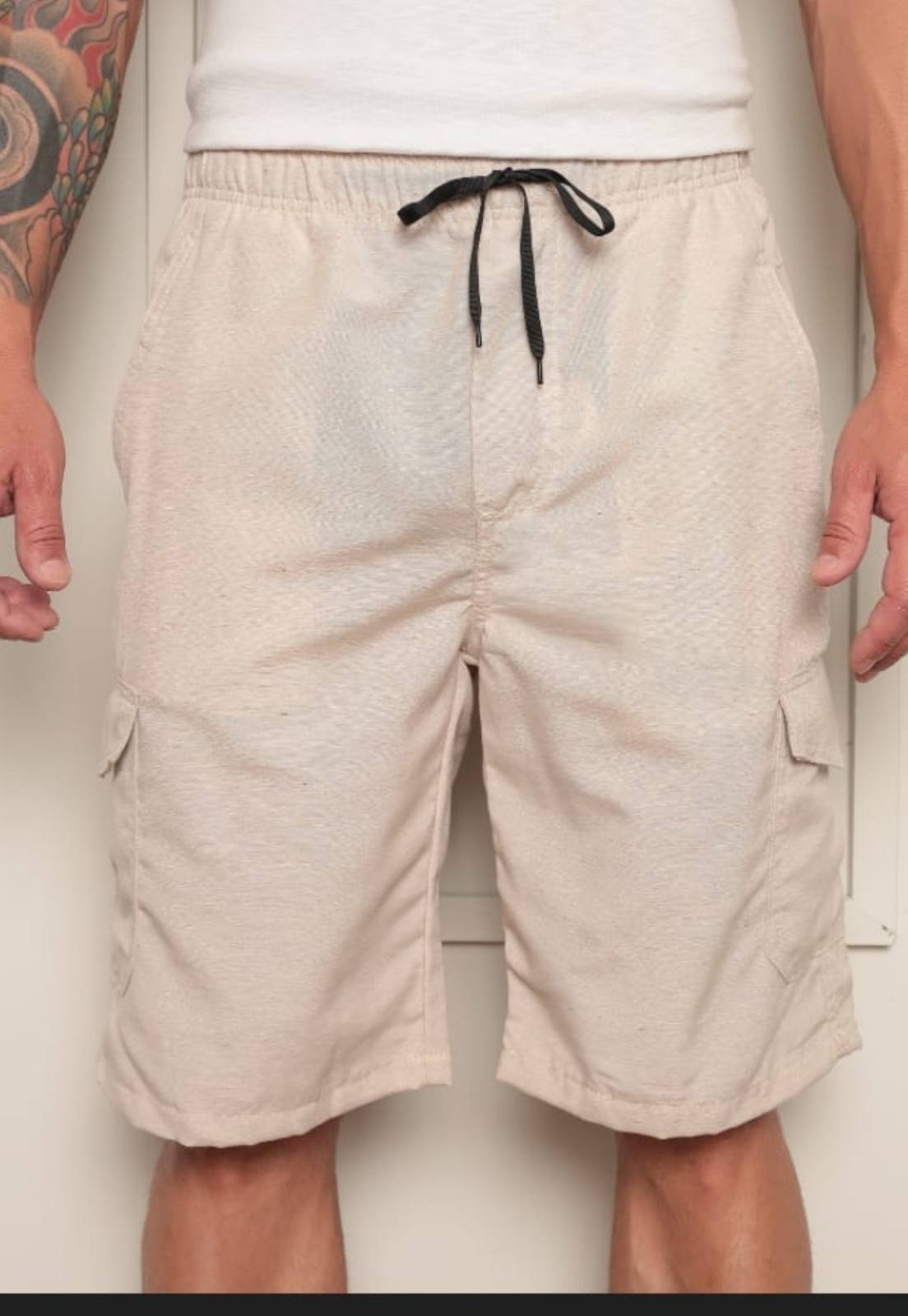 Bermuda Masculina Casual Jogger Avec com Cordão Ajustável Off White