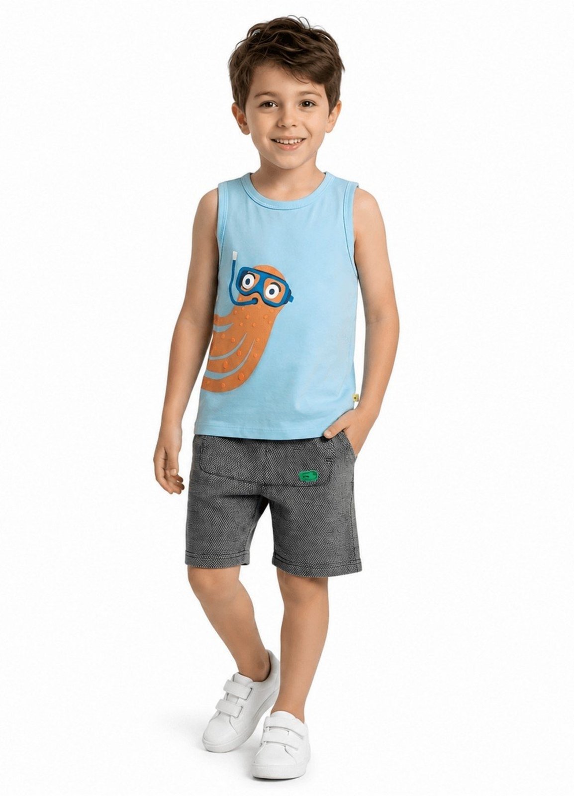 Infantil - Regata Menino Polvo Alphabeto Azul Bb Azul