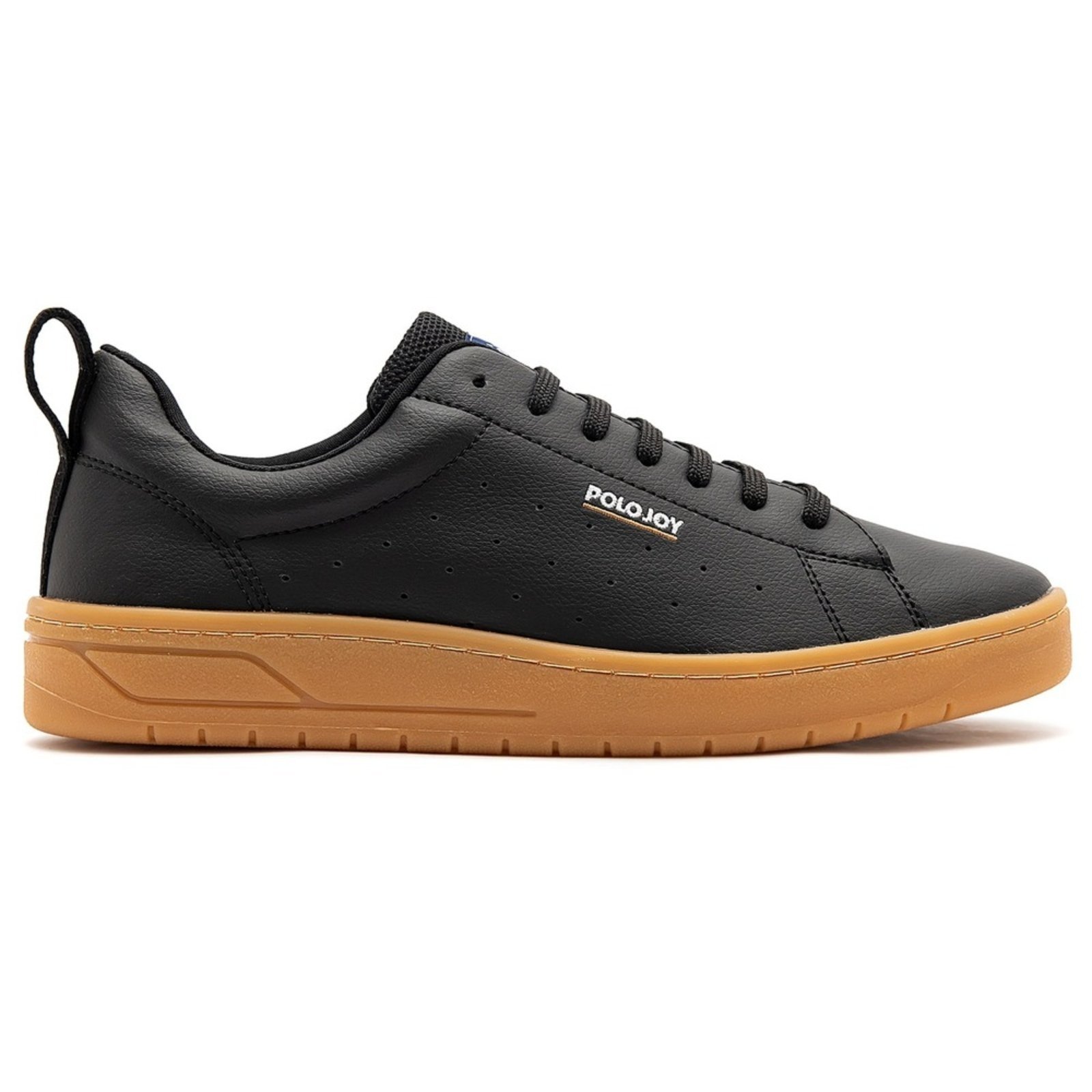Tênis Masculino Casual Polo Joy Confortavel Sola Alta Preto Latex
