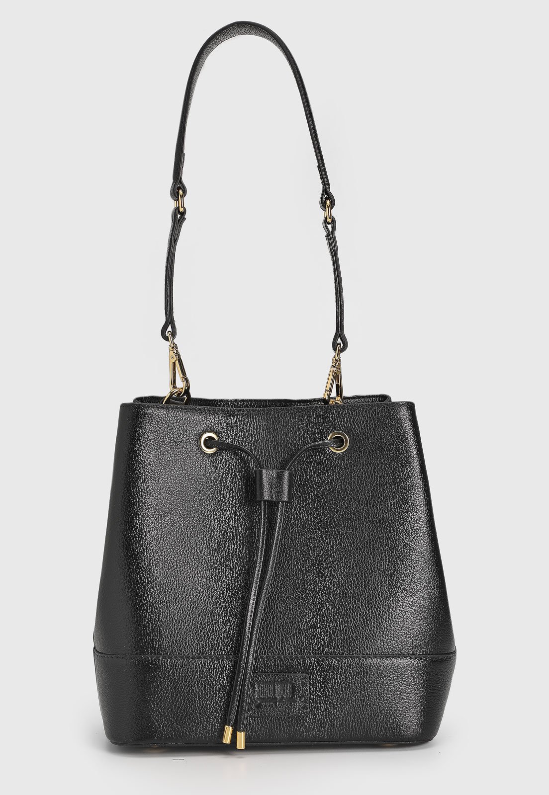 Bolsa Tiracolo Santa Lolla em Couro Lisa Preta