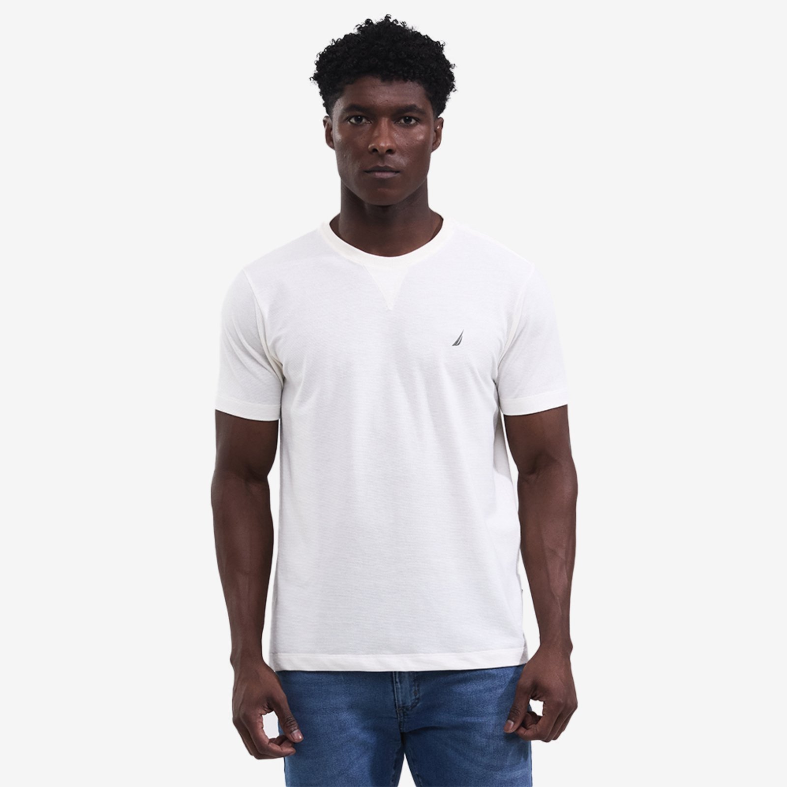 Vista 2 Camiseta Nautica Manga Curta Malha Vichy branco Nautica branco