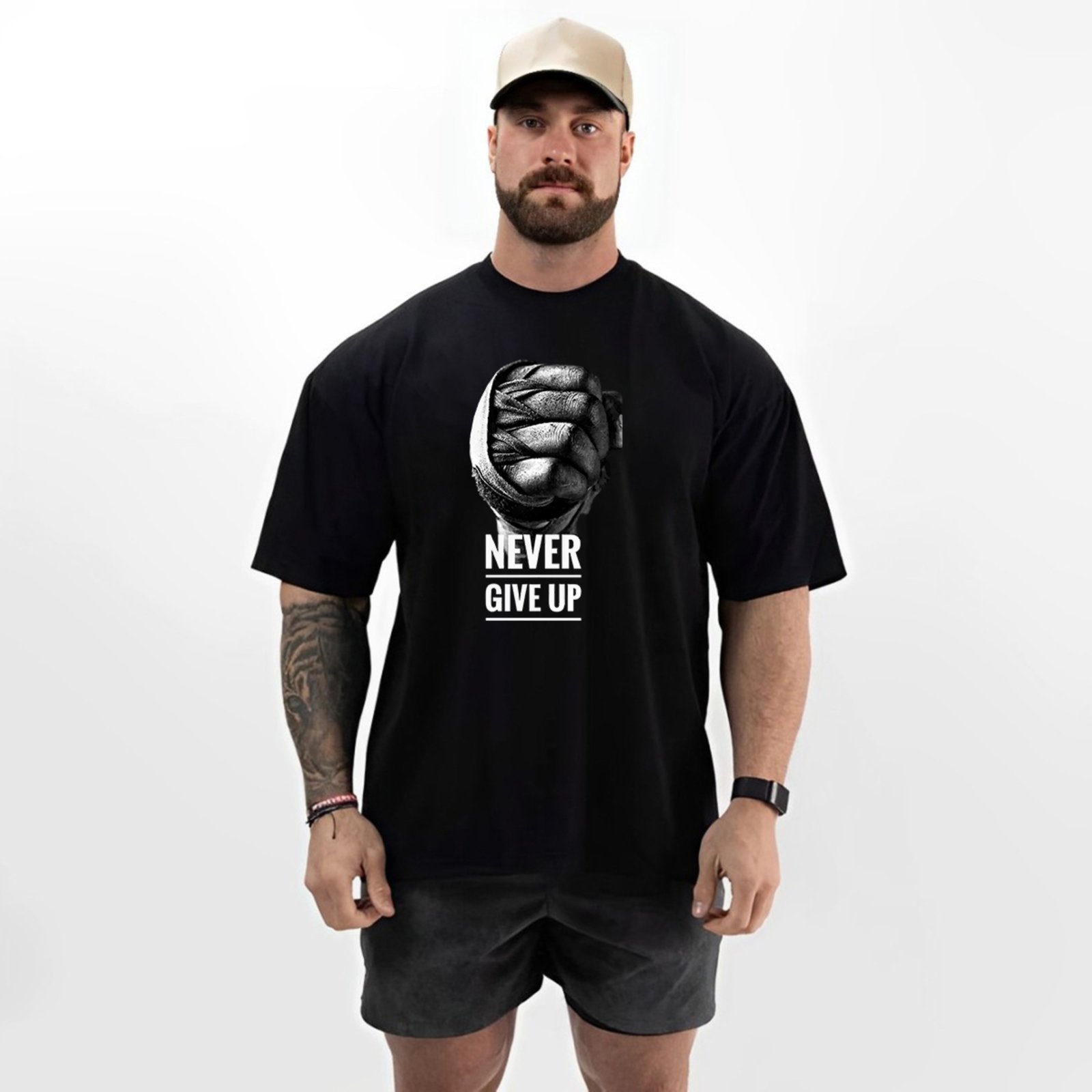 Camiseta Oversized Over Masculina Algodão Academia Preto