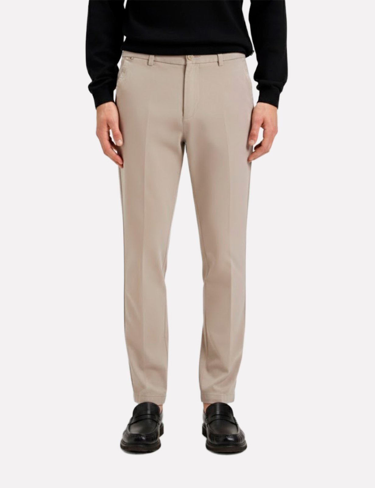 Calça Hugo Boss Masculina Slim Fit Sarja H-Kaiton1 Bege