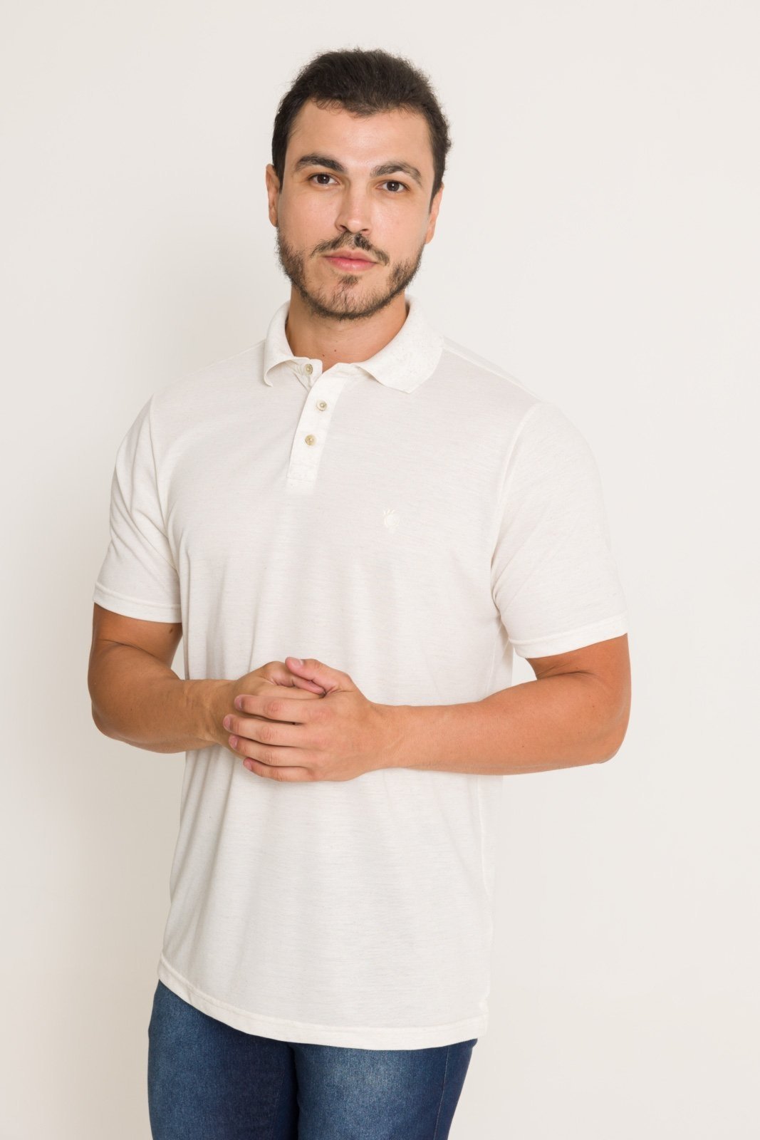 Camisa Gola Polo Olimpo Piquet Linho Creme