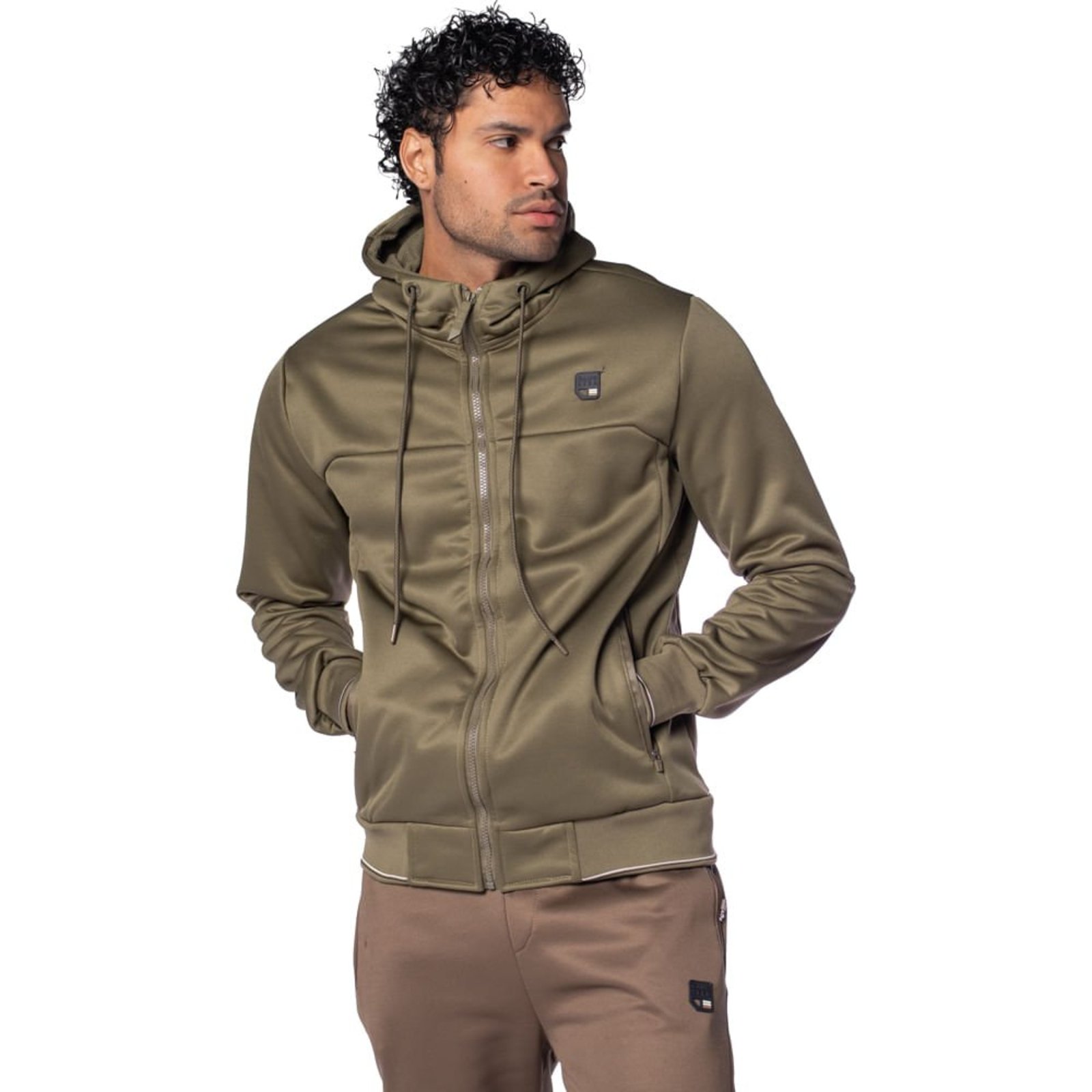 Jaqueta Masculina Gangster Bomber Capuz Marrom