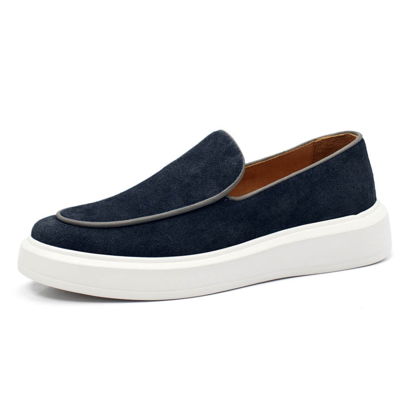 Loafer Masculino em Couro Forrado em Couro Com Palmilha em Couro Marinho