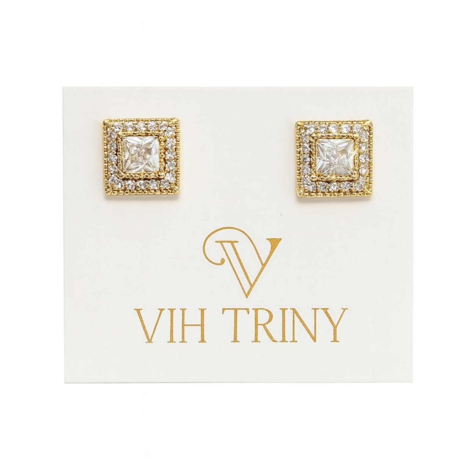 Brinco Vih Triny Quadrado Zircônia