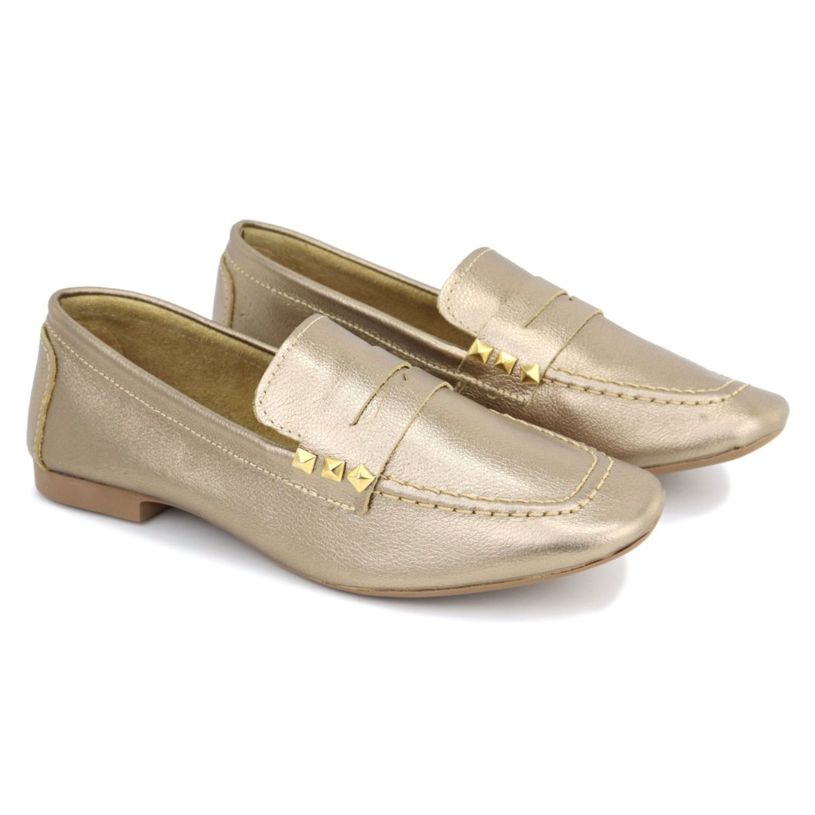 Mocassim Feminino Verniz com Detalhes em Metais