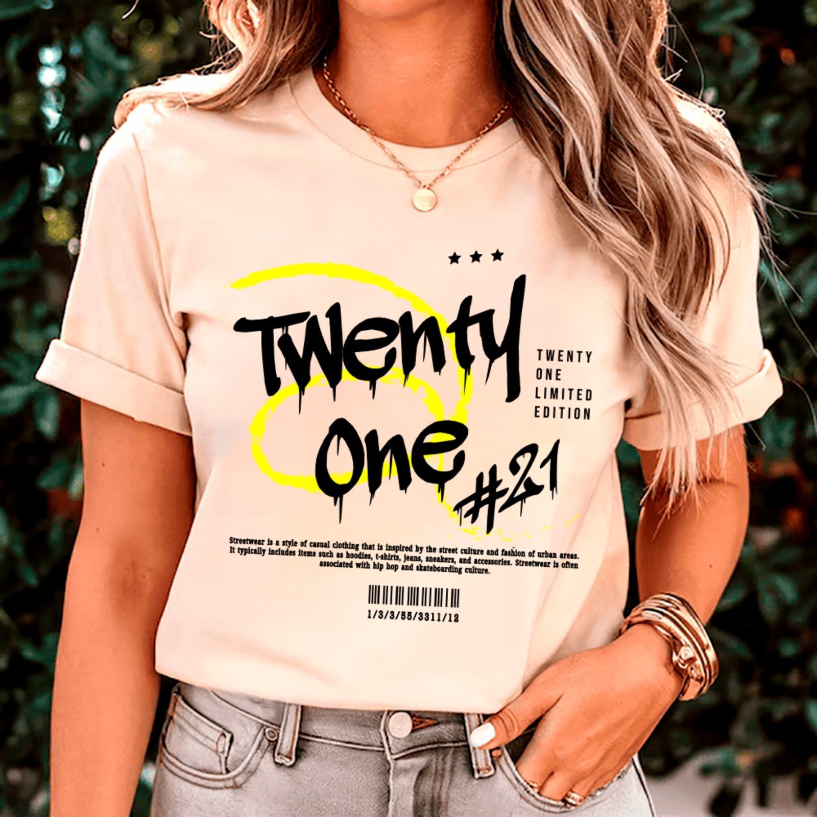 Camiseta Ousy Unissex Twenty One Limited Edition Básica Off White