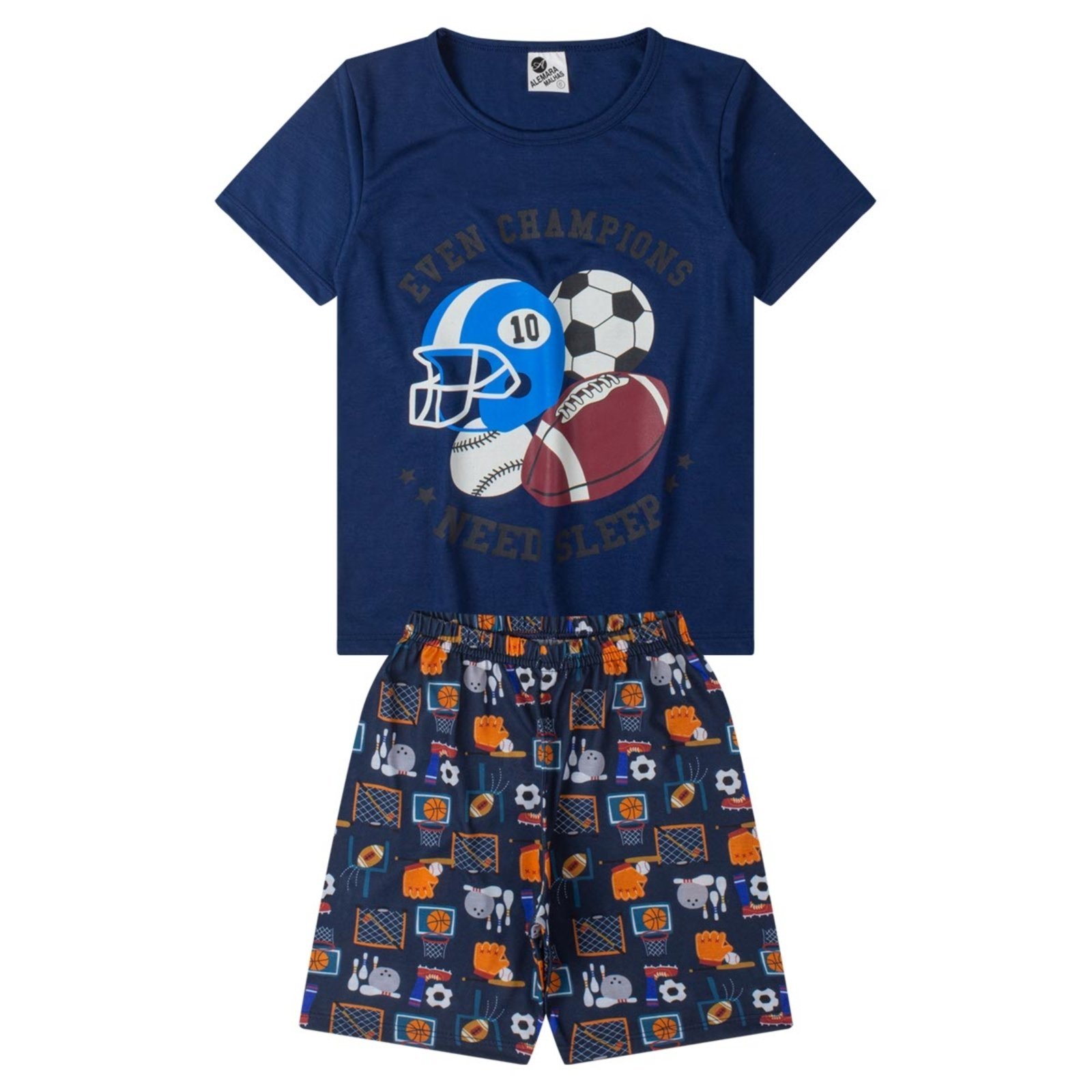 Vista 2 Pijama Menino Curto Sports Marinho Alemara azul marinho Alemara azul marinho