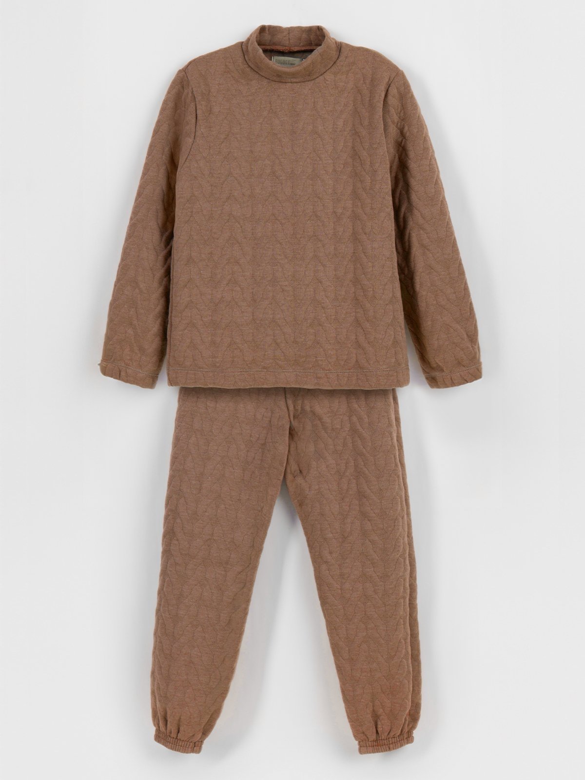 Infantil – Conjunto Bugbee em Malha Texturizada Taupe