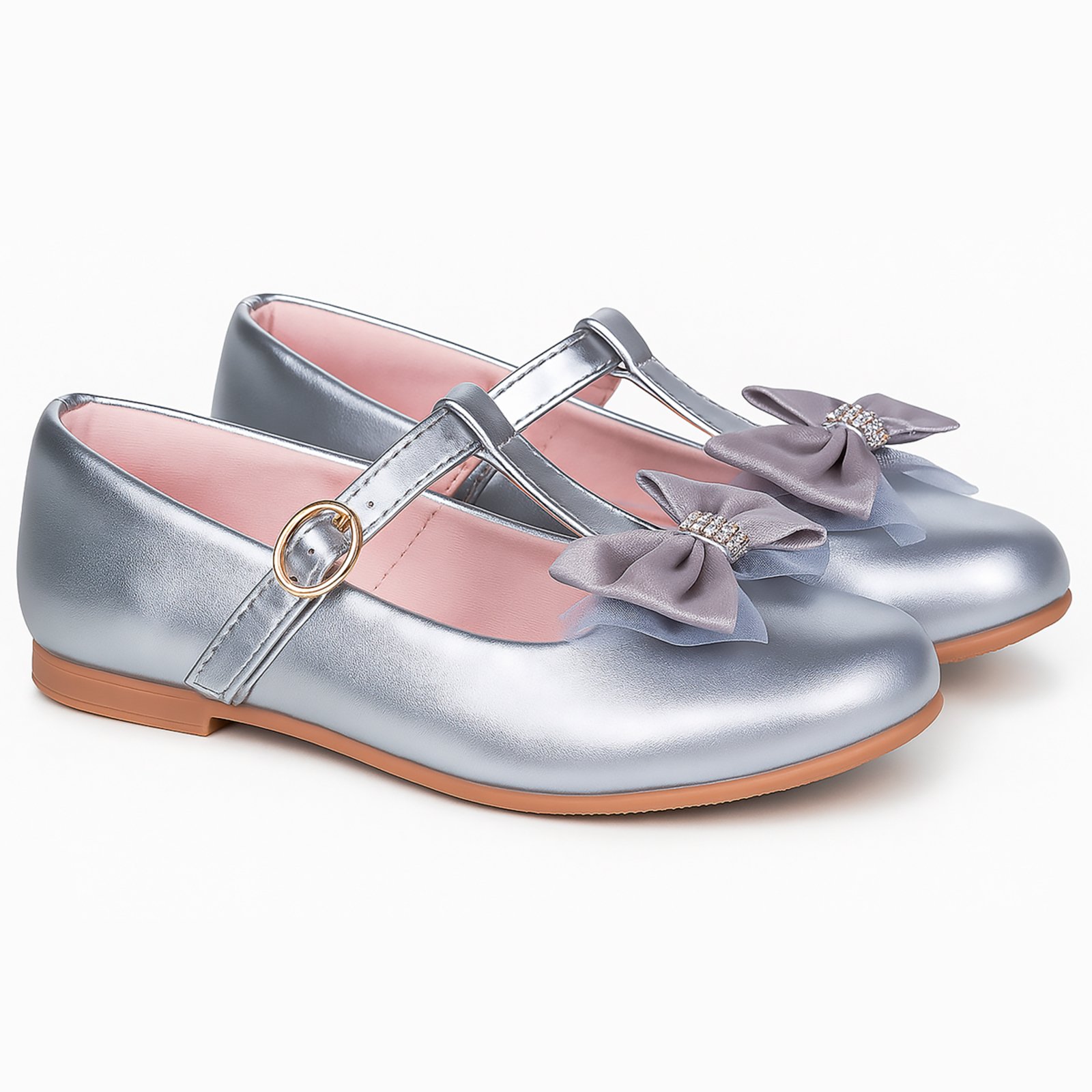 Infantil – Sapatilha Mary Jane Boneca Social Prata Pepite Infanto Juvenil