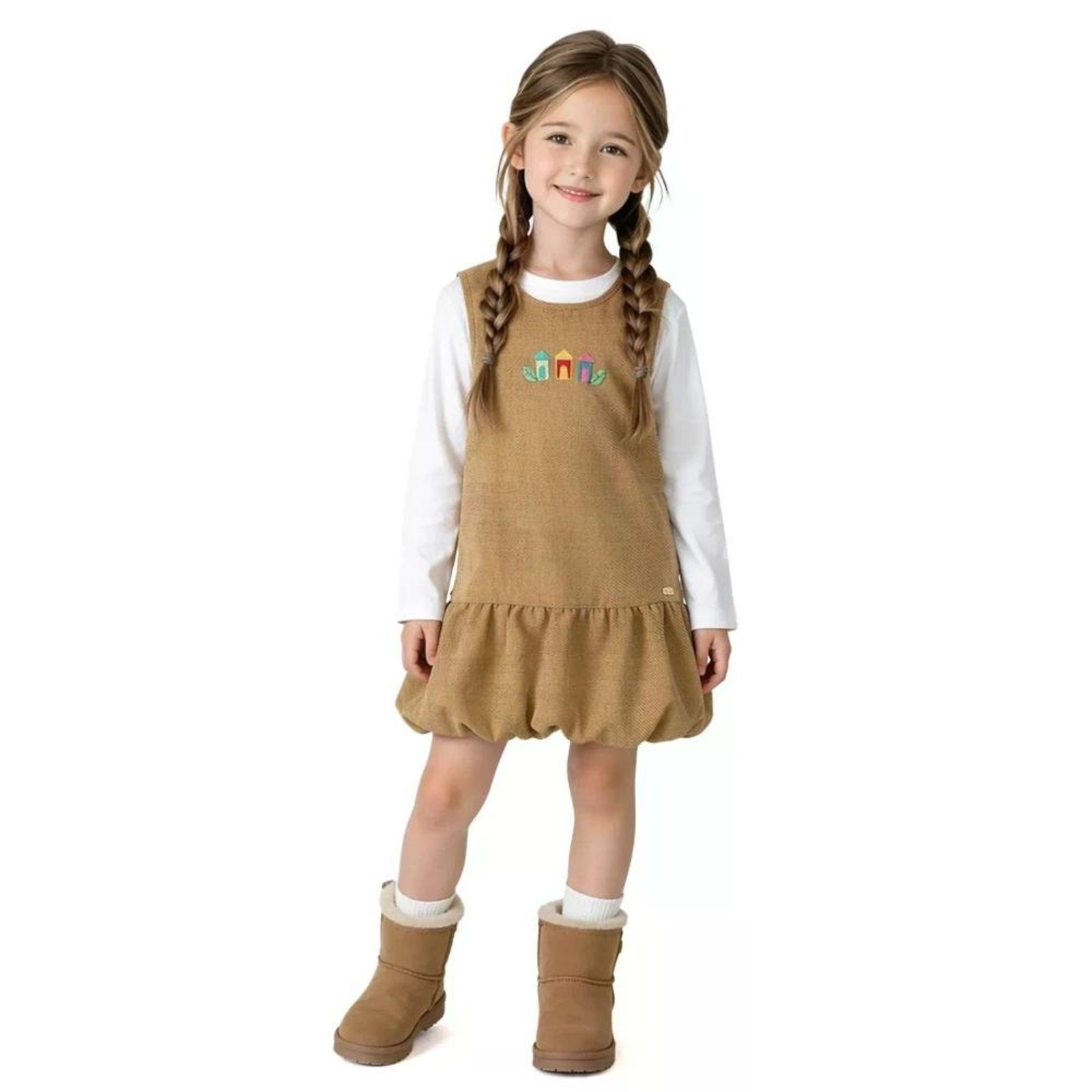 Infantil - Vestido Castelo das Índias Alphabeto Bege