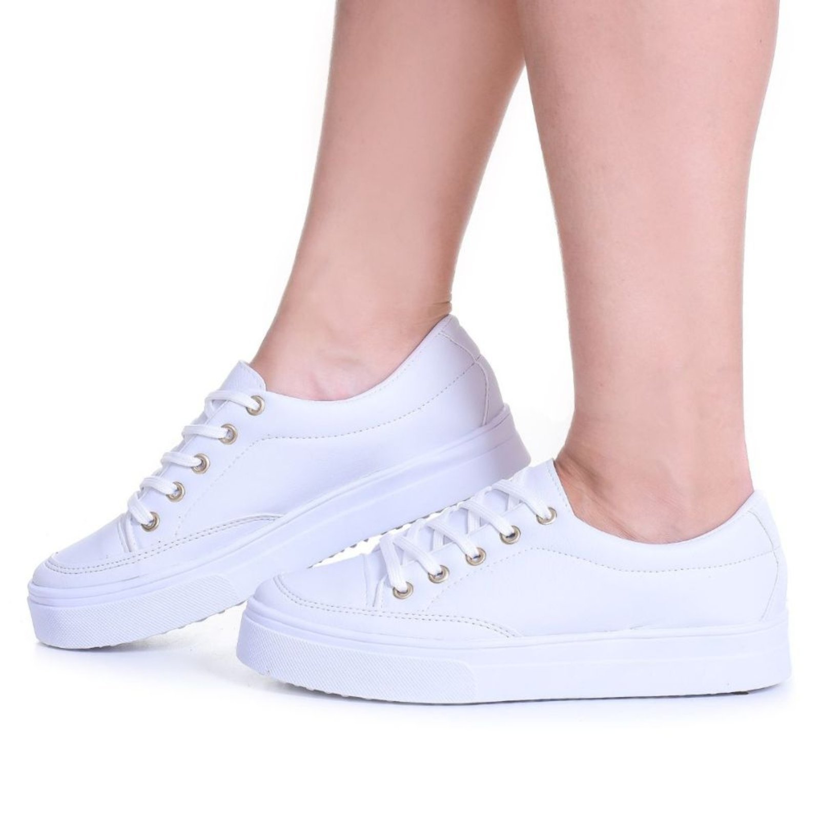 Tênis Feminino Casual Flatform Branco