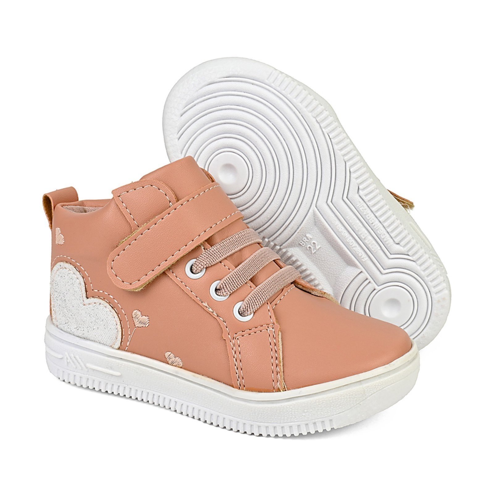 Vista 2 Infantil - Tênis Coração Feminino Cano Alto Lulopé nude Lulope nude