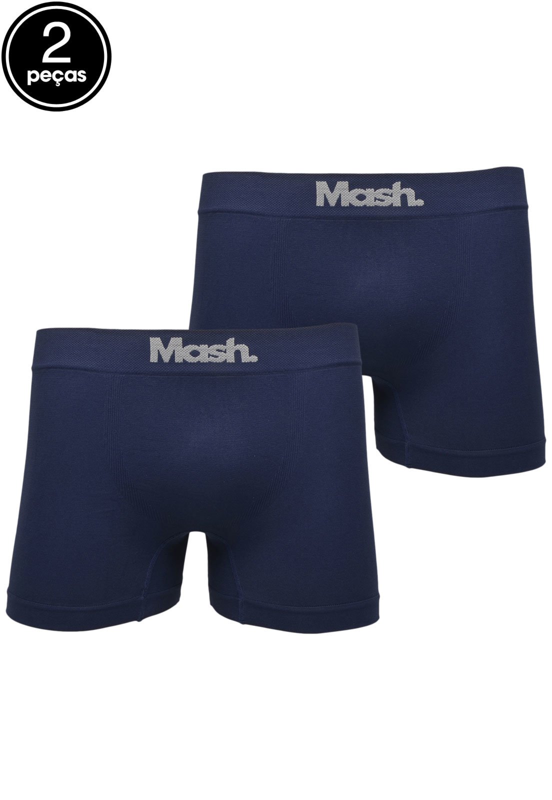 Kit 2pçs Cueca MASH Boxer Sem Costura Logo Azul-Marinho