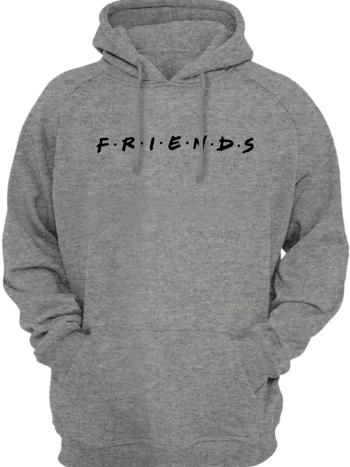 Moletom Flanelado Feminino Blusa Mooboo de Frio Fechado Urbania Moleton Cinza mescla estampa Friends Preto