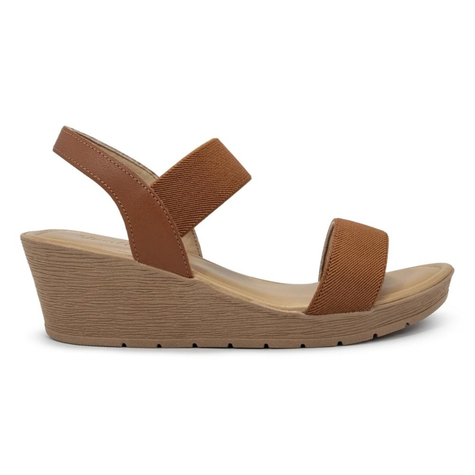 Sandália Usaflex Feminina Anabela Elástico Detalhe Couro AB8704 Caramelo