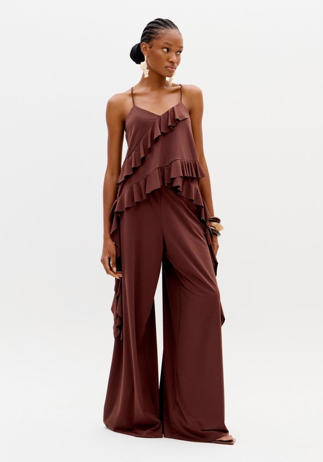 Calça Wide Leg Cintura Média Lança Perfume