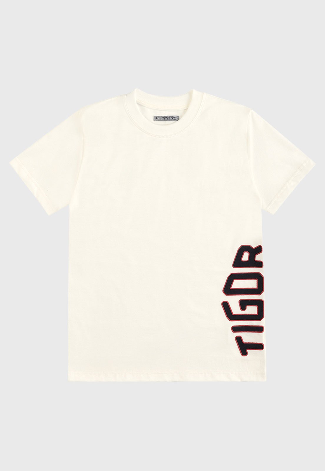Infantil - Camiseta Tigor T Tigre Estampa Relevo Branca