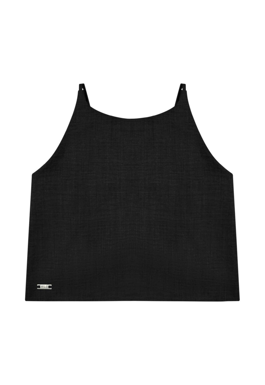 Vista 3 Infantil - Blusa Cropped Juvenil em Tecido Gloss preto Gloss preto