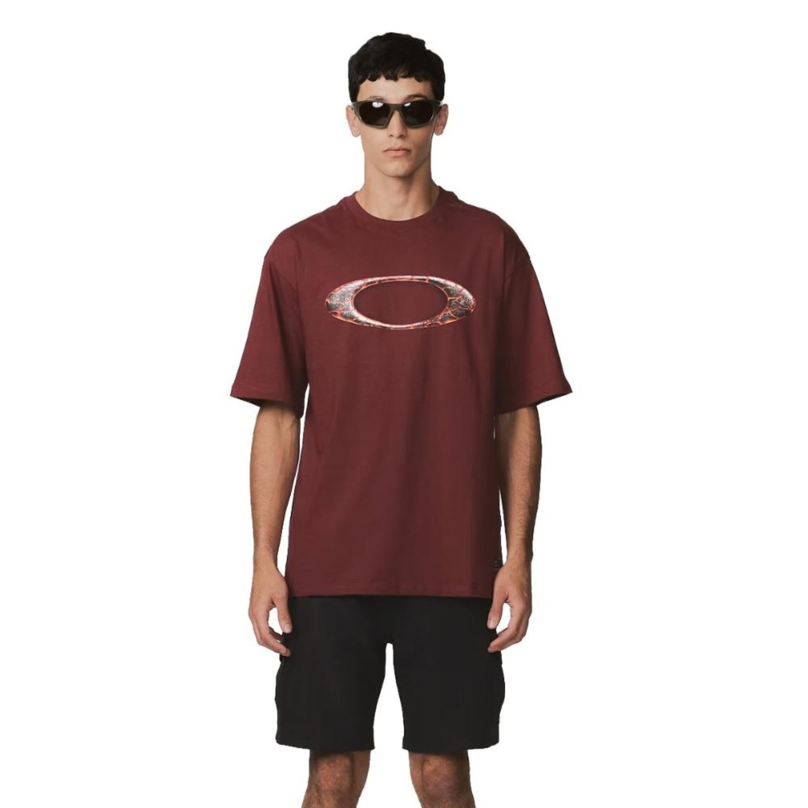 Camiseta Oakley Masculina Ellipse Magma Casual Bordô