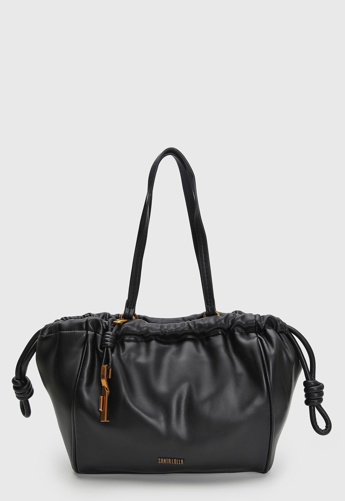 Bolsa Média Feminina Santa Lolla Franjas Preta