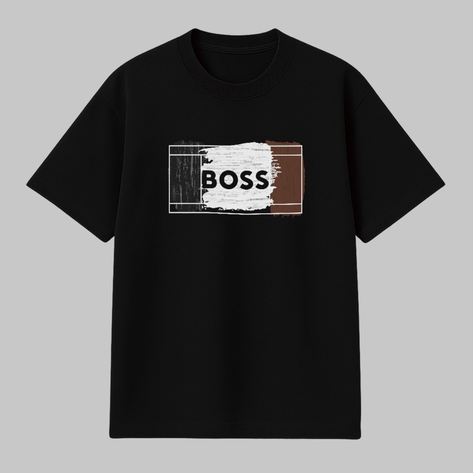 Camiseta Básica Estampa Boss Design Urbano Tricolor Fashion Preto