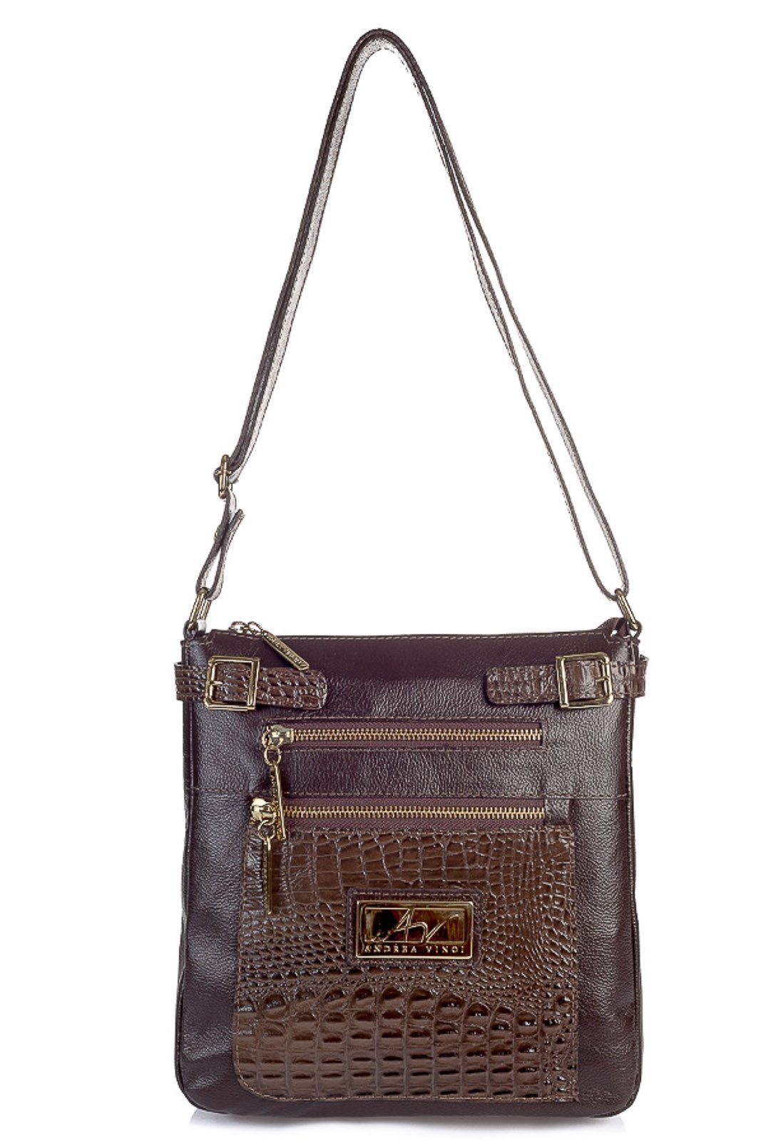 Bolsa Transversal de couro croco Chloe - Café