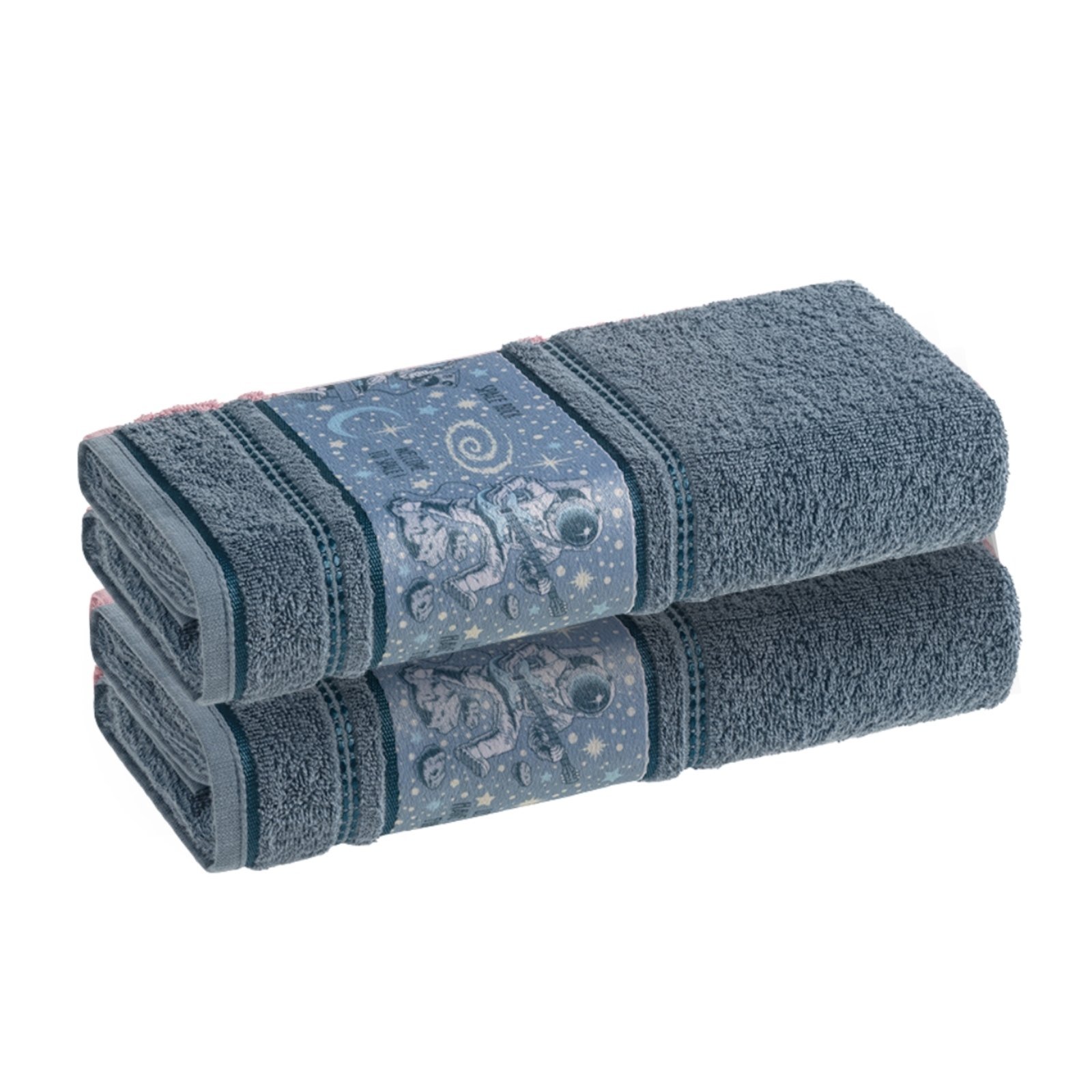 Vista 2 Kit 2 Toalhas Banho Karsten Espacial azul Karsten azul
