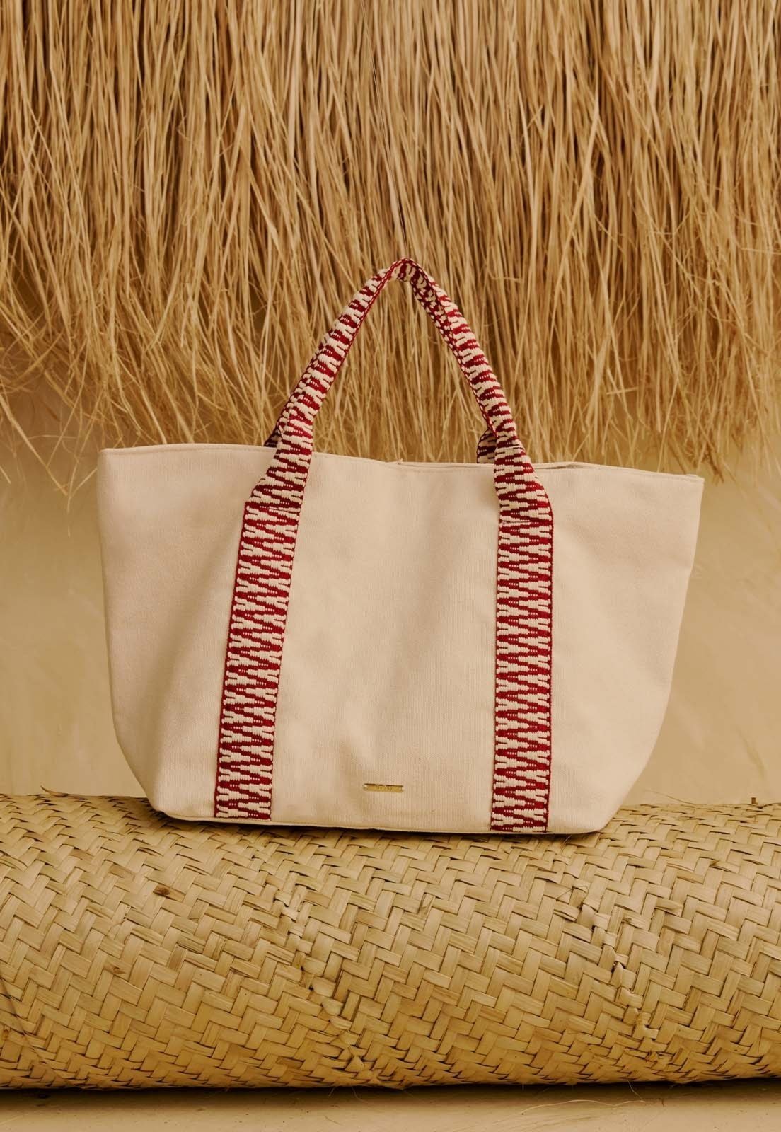 Vista 2 Bolsa Shopping Bag com Alça Cordão CaCay off-white CaCay off-white