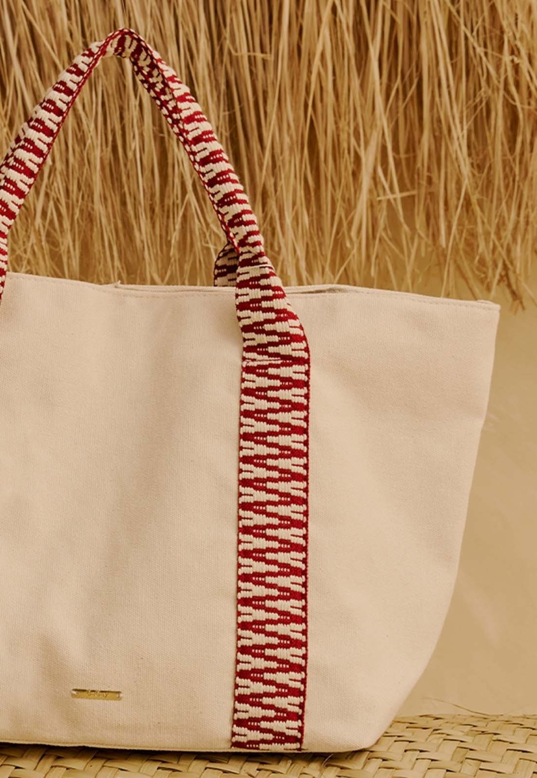 Vista 3 Bolsa Shopping Bag com Alça Cordão CaCay off-white CaCay off-white