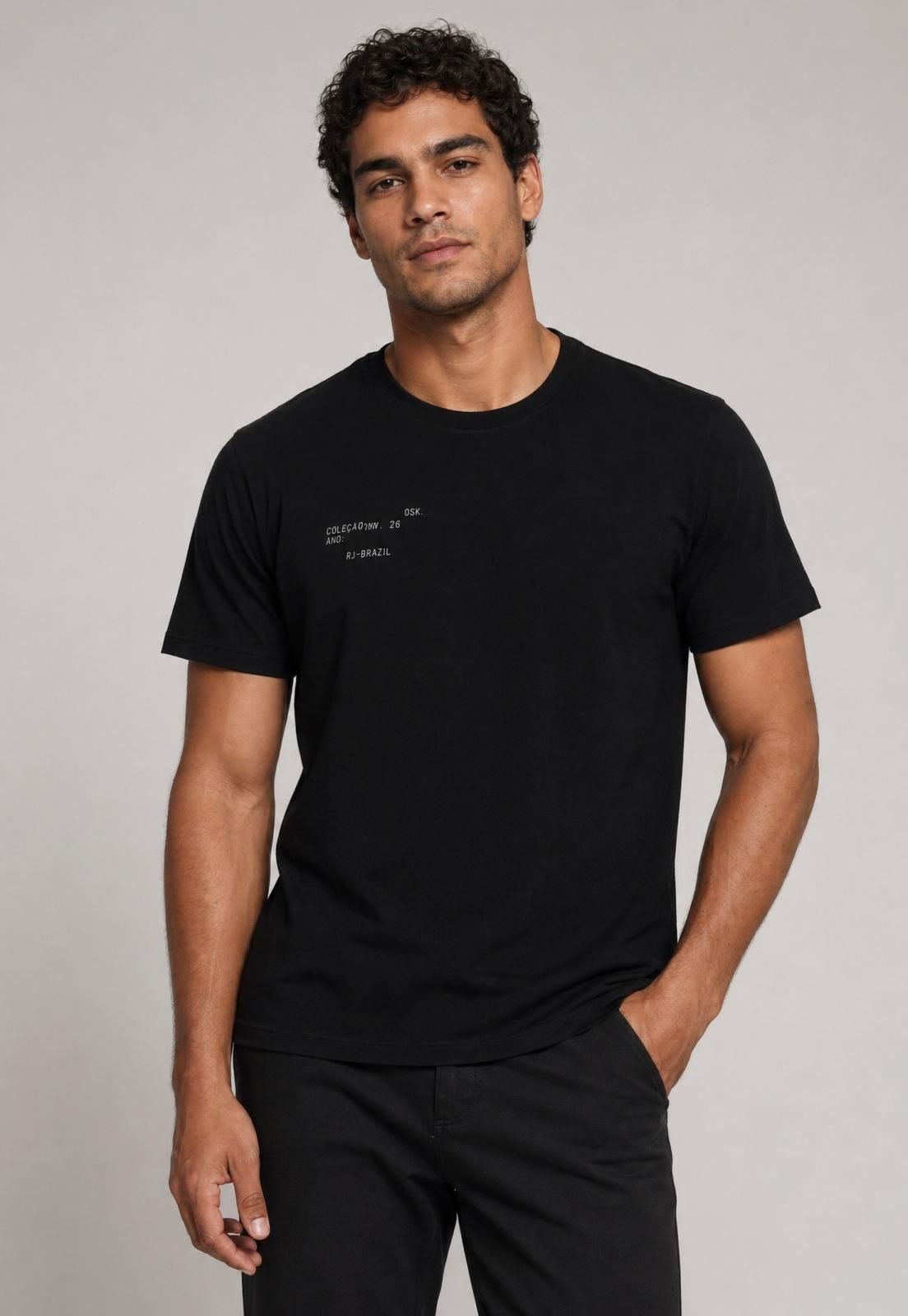 Camiseta Masculina Osklen Gola Redonda Preta