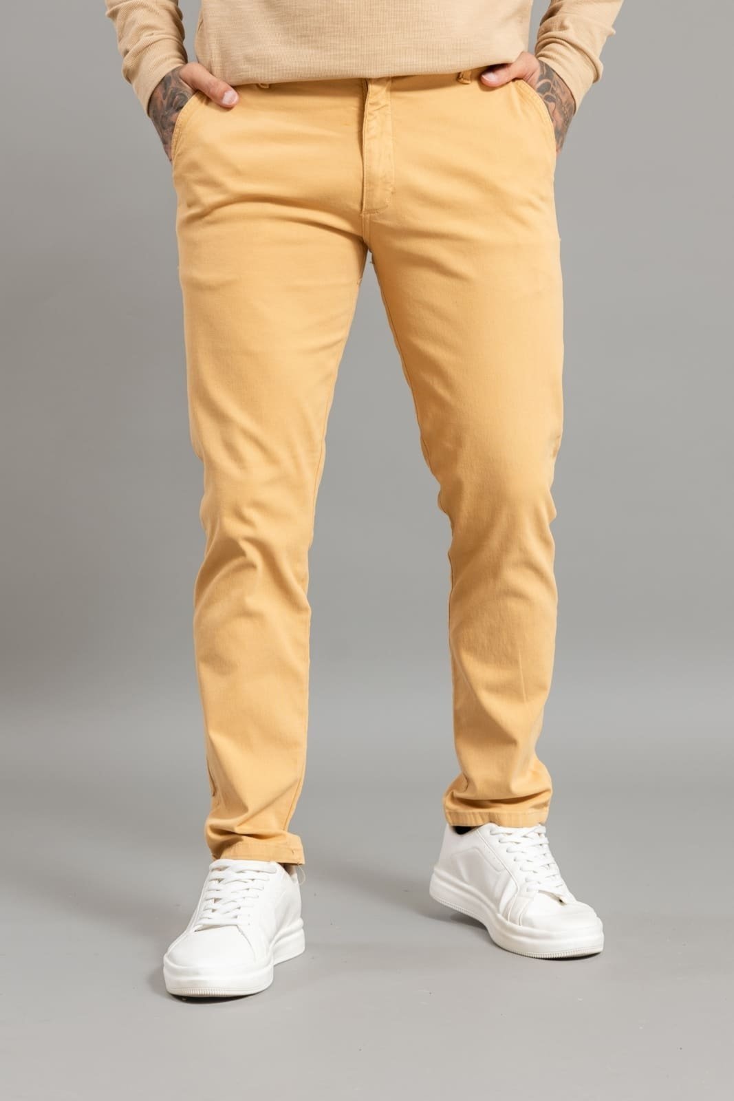 Calça Sarja Sport Fino Masculina Casual Color Dialogo Mostarda