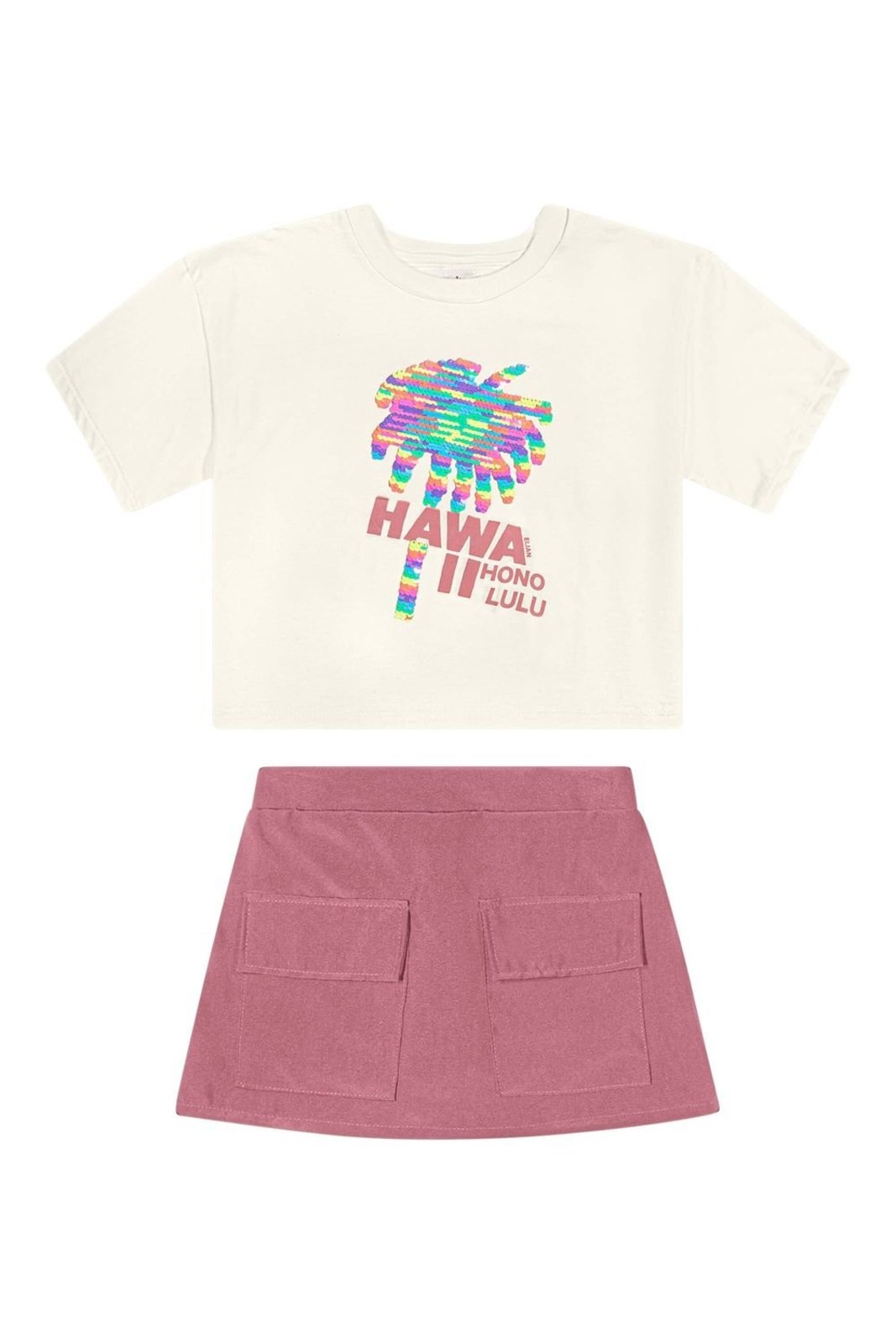 Infantil - Conjunto Menina Paetê Reversível Elian Bege