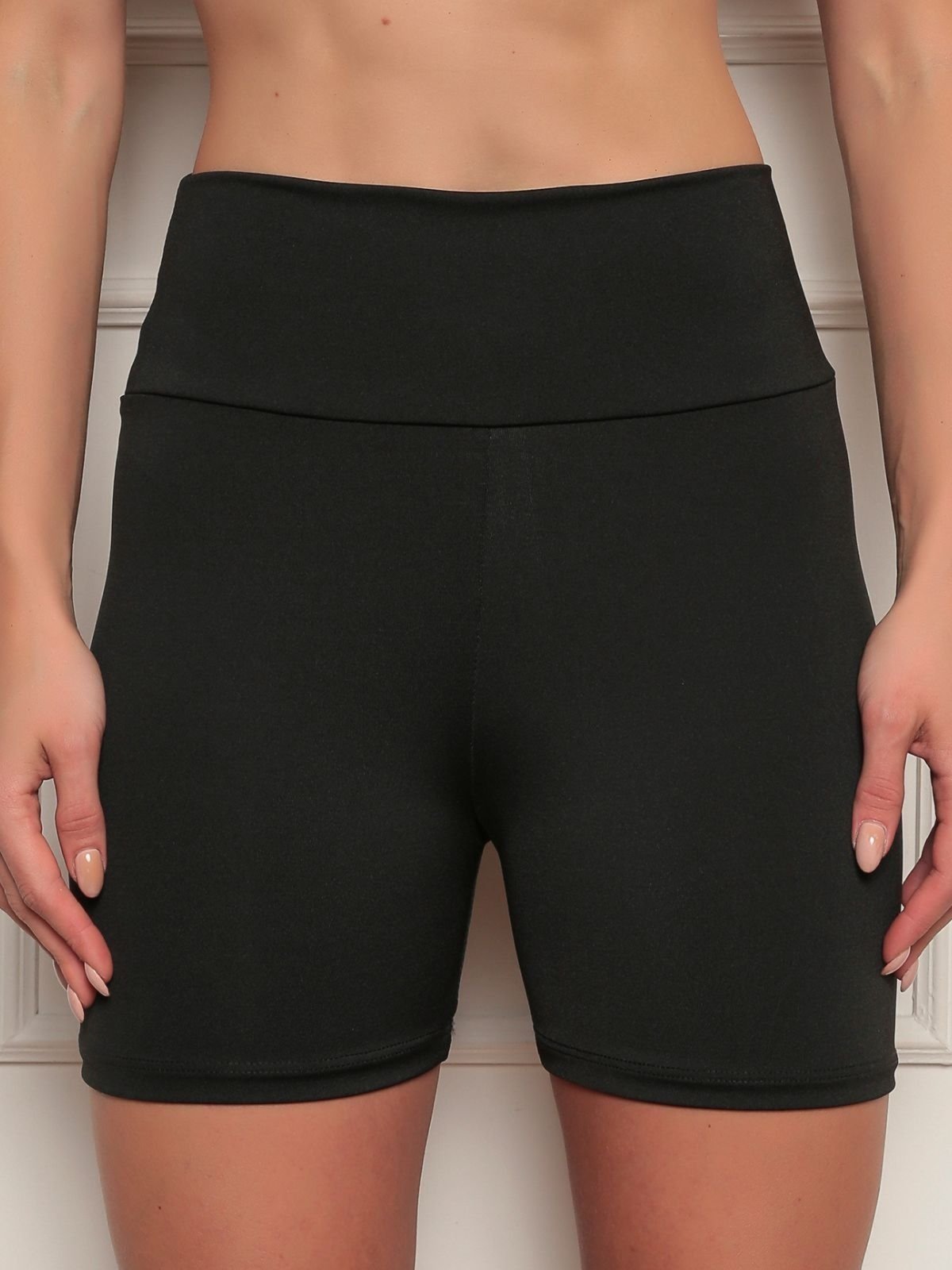 Short Legging Feminino Preto Cintura Alta Confortável Tecido Grosso Resistente Premium