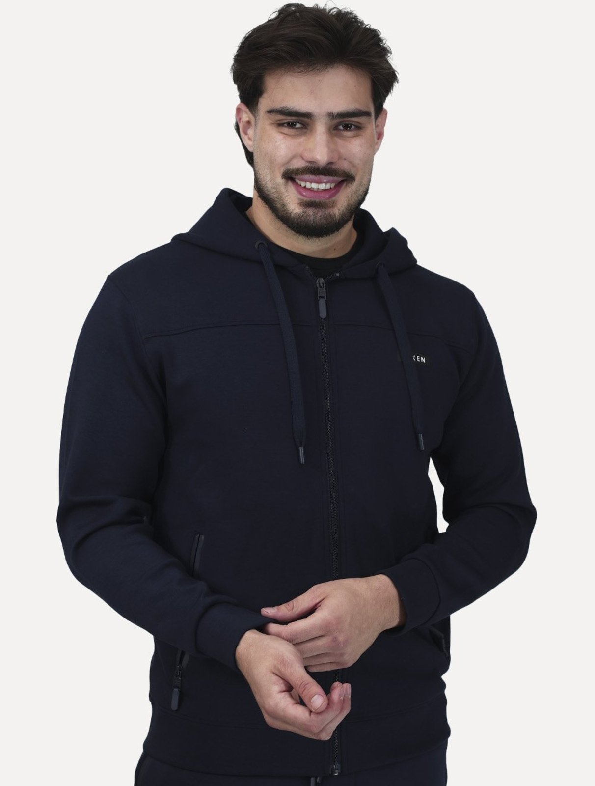 Conjunto Dixen Masculina Agasalho Moletom Jaqueta com Zíper Capuz Azul Marinho
