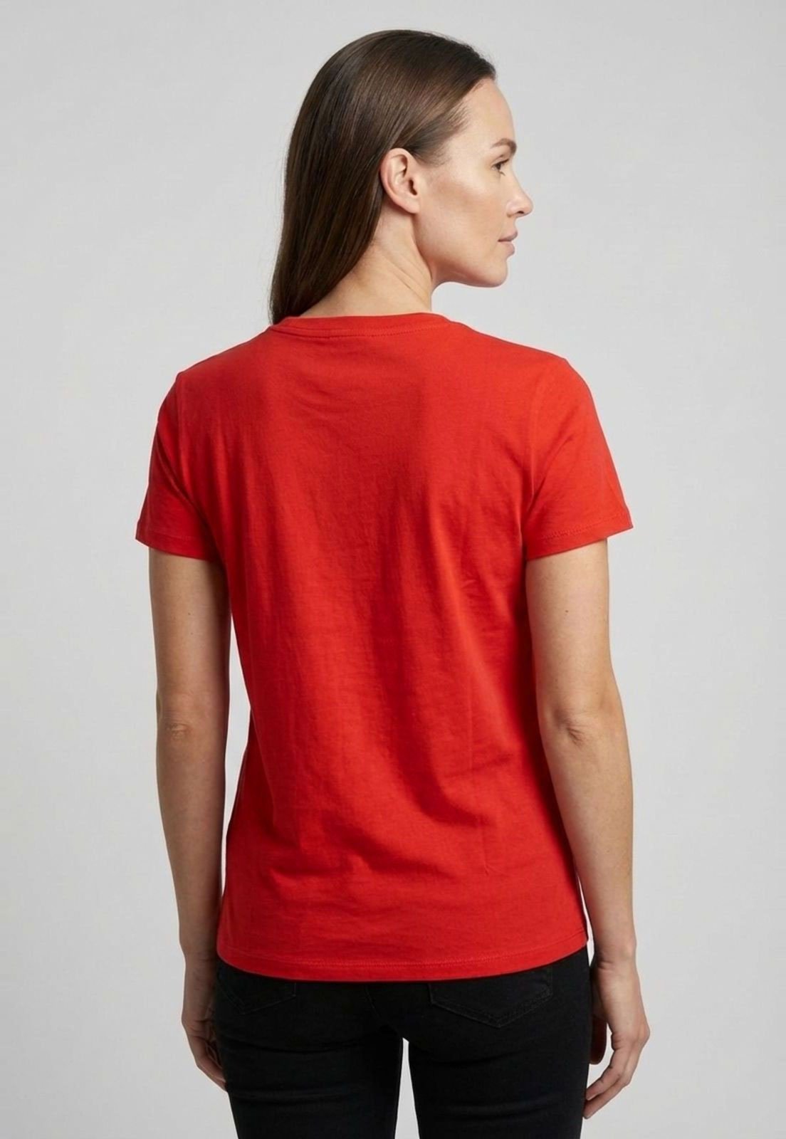 Vista 3 Camiseta Feminina Calvin Klein Jeans Micrologo Vermelha vermelho Calvin Klein Jeans vermelho