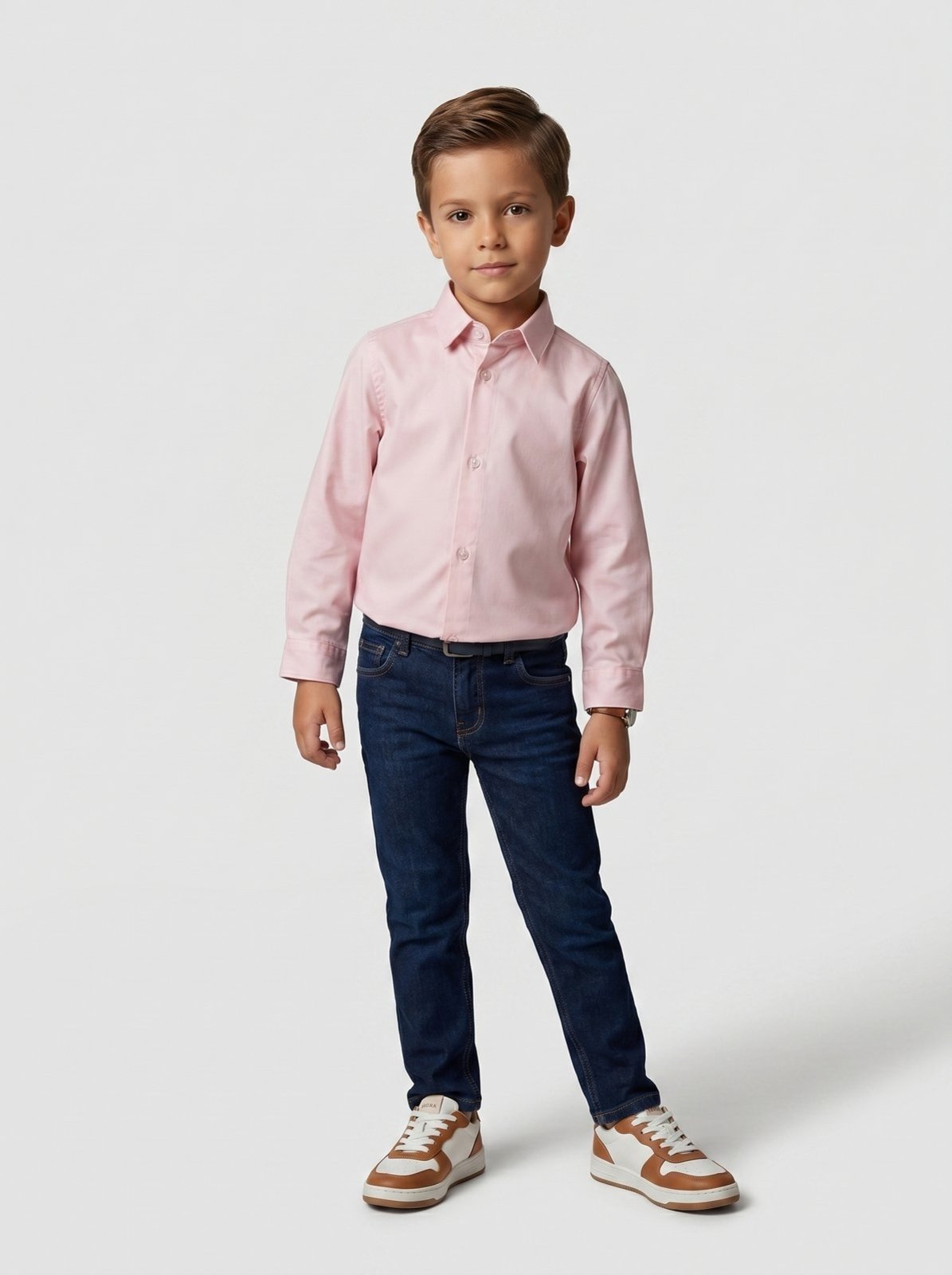 Vista 2 Infantil - Camisa Algodão Egípcio Claro - 06 Traymon rosa Traymon rosa