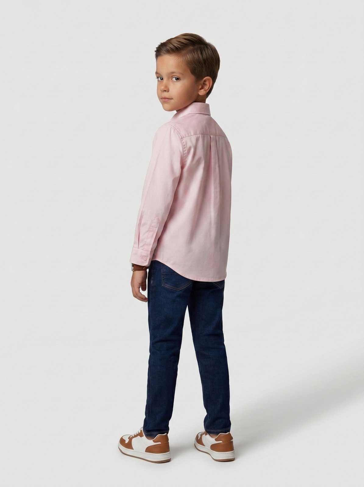 Vista 3 Infantil - Camisa Algodão Egípcio Claro - 06 Traymon rosa Traymon rosa