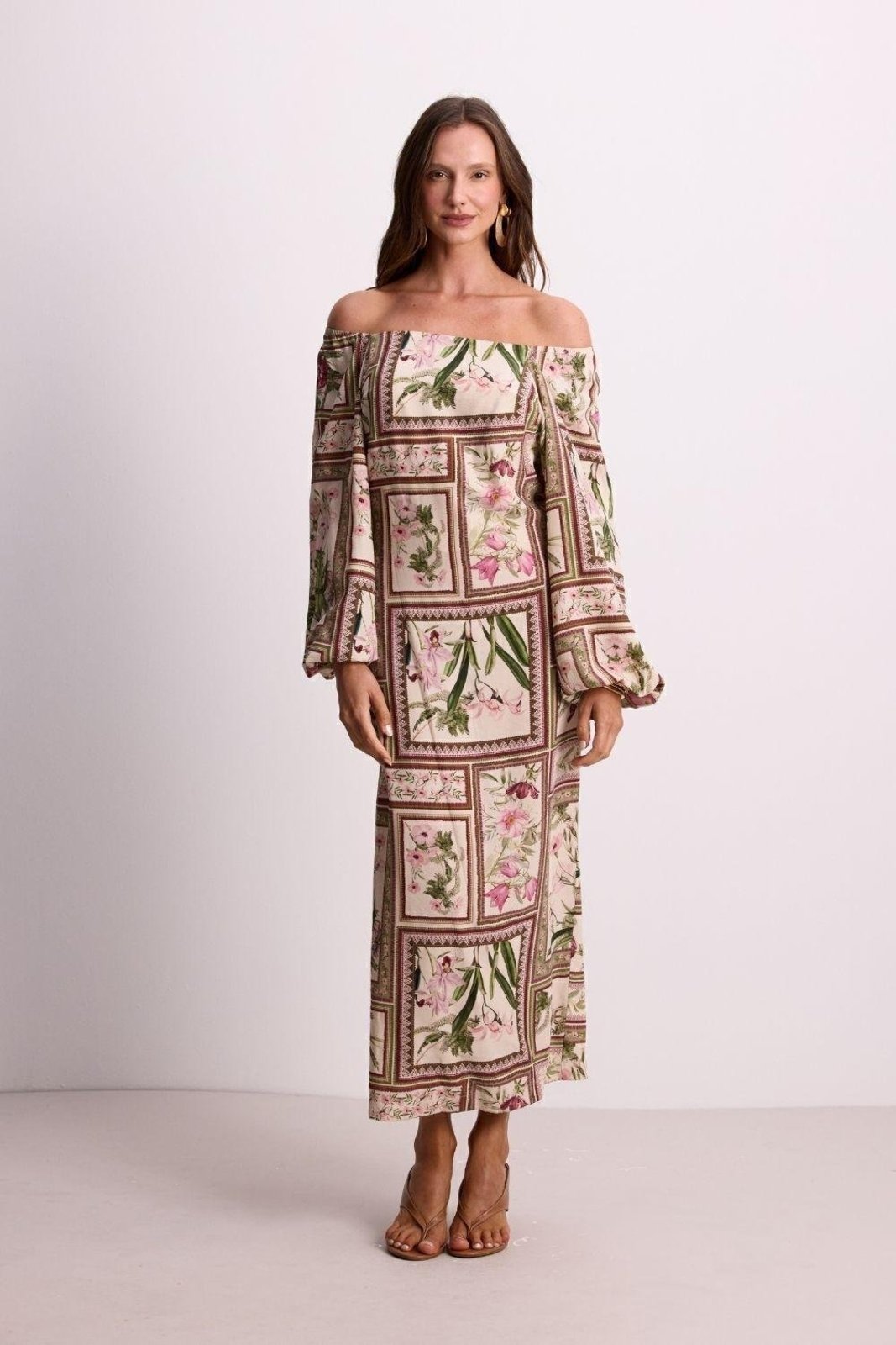 Vestido Midi C/ Manga Bufante Carlota Costa Branco