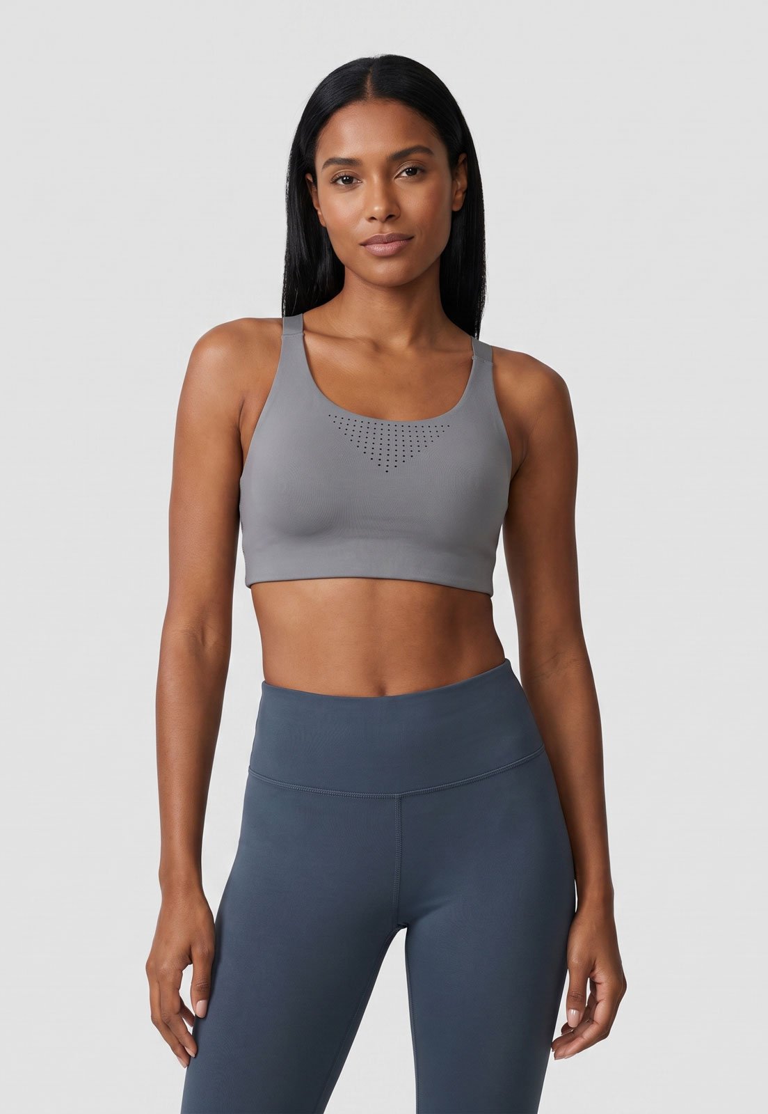Top Feminino HERING SPORTS Cropped Alças Largas Cinza