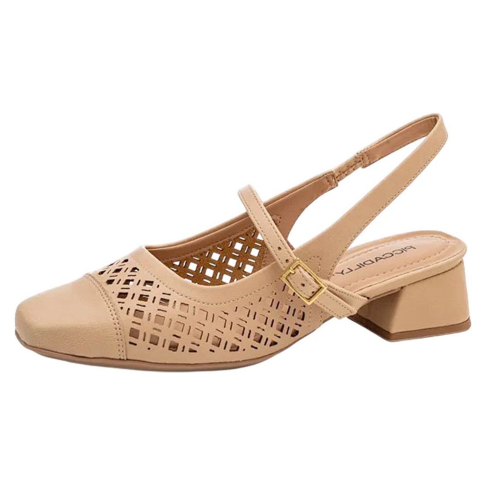 Sapato Feminino Salto Baixo Slingback Confortável Piccadilly