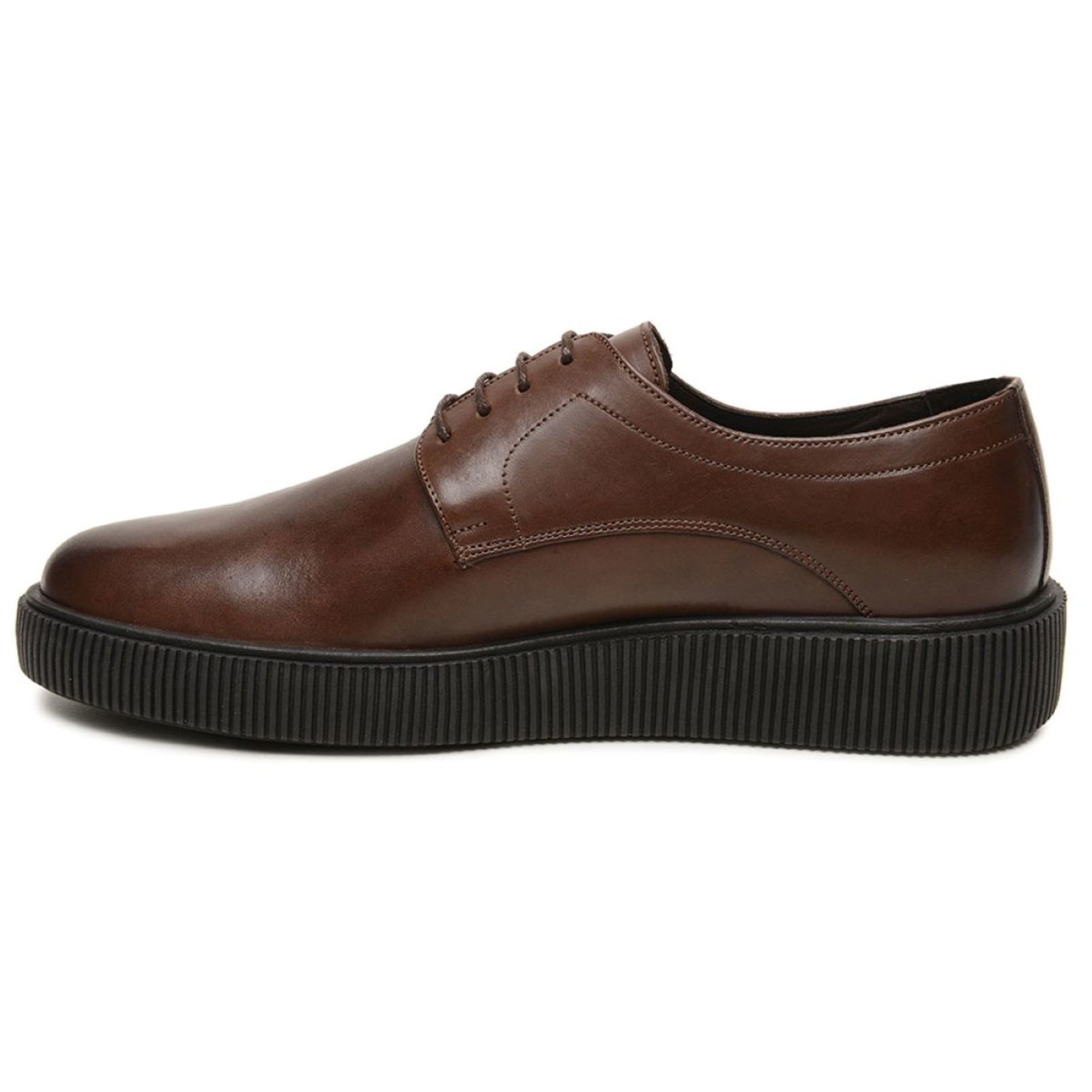 Vista 3 Sapato Masculino Casual A. Andrade Social Em Couro Amarrar Derby Sola Alta Conforto Tendência Anna Andrade café Anna Andrade café