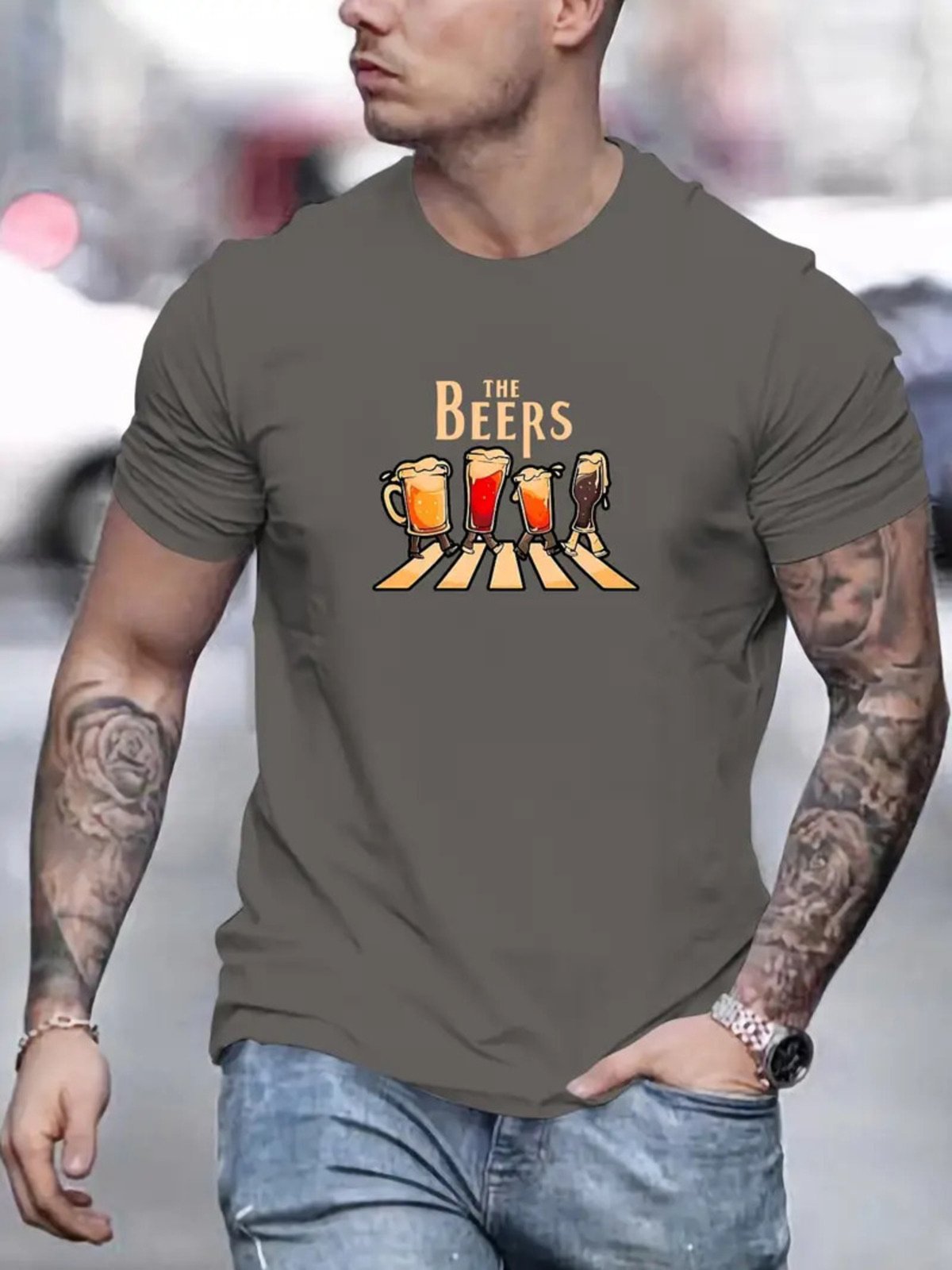 Camiseta Estampada The Beers Safira Moda Algodão Cinza Chumbo