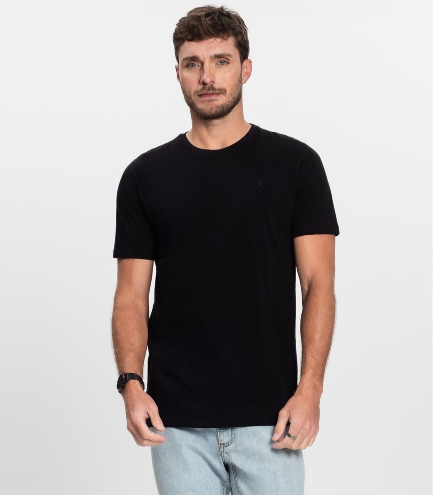 Camiseta Masculina Básica Meia Malha Diametro Preto