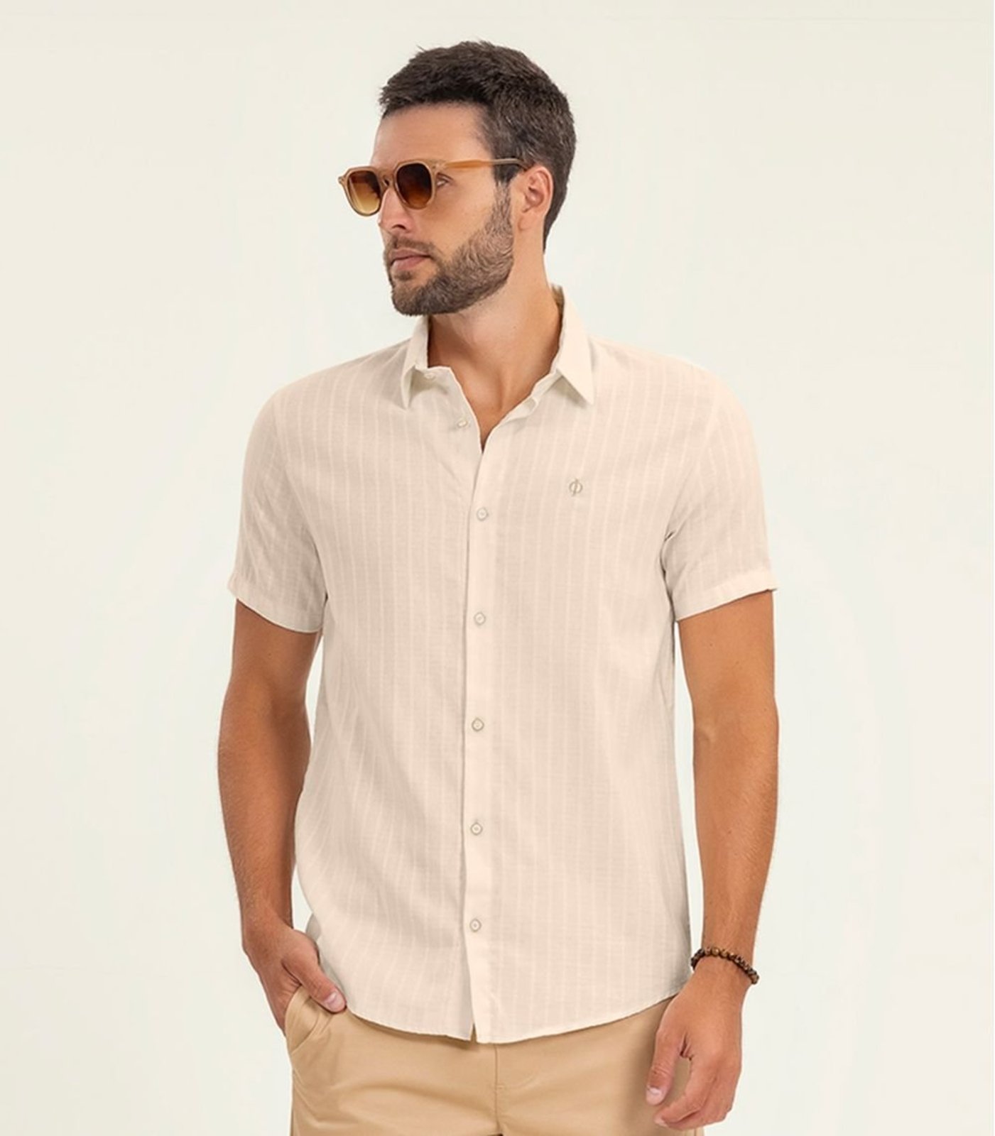 Vista 3 Camisa Masculina Manga Curta Diametro azul Diametro azul